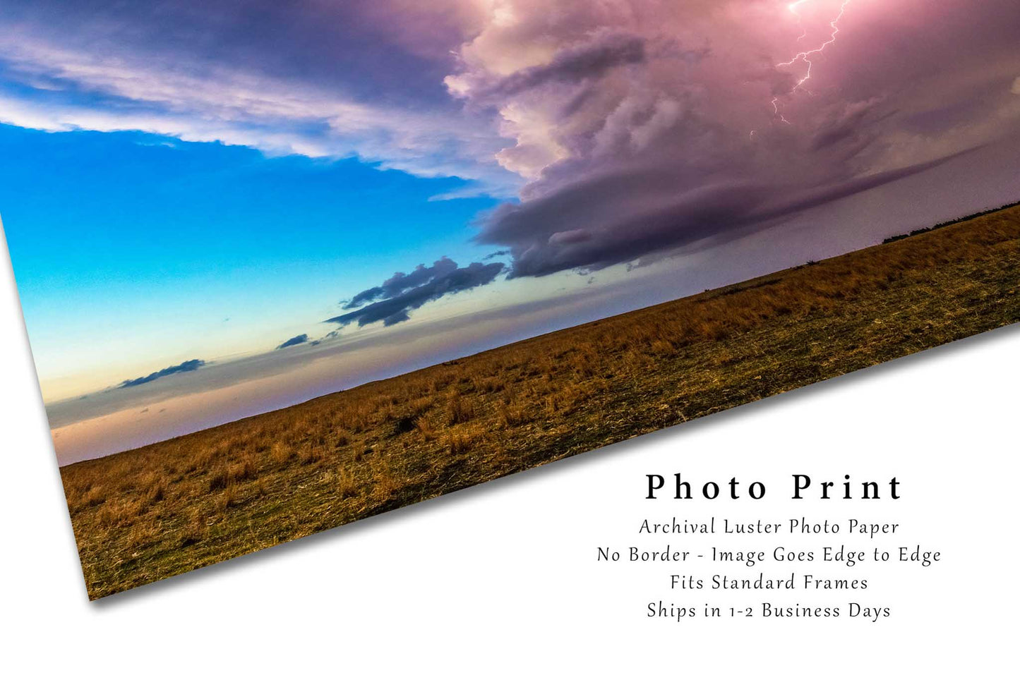 Storm Photo Print | Supercell Thunderstorm with Lightning Picture | Kansas Wall Art | Landscape Photography | Nature Decor