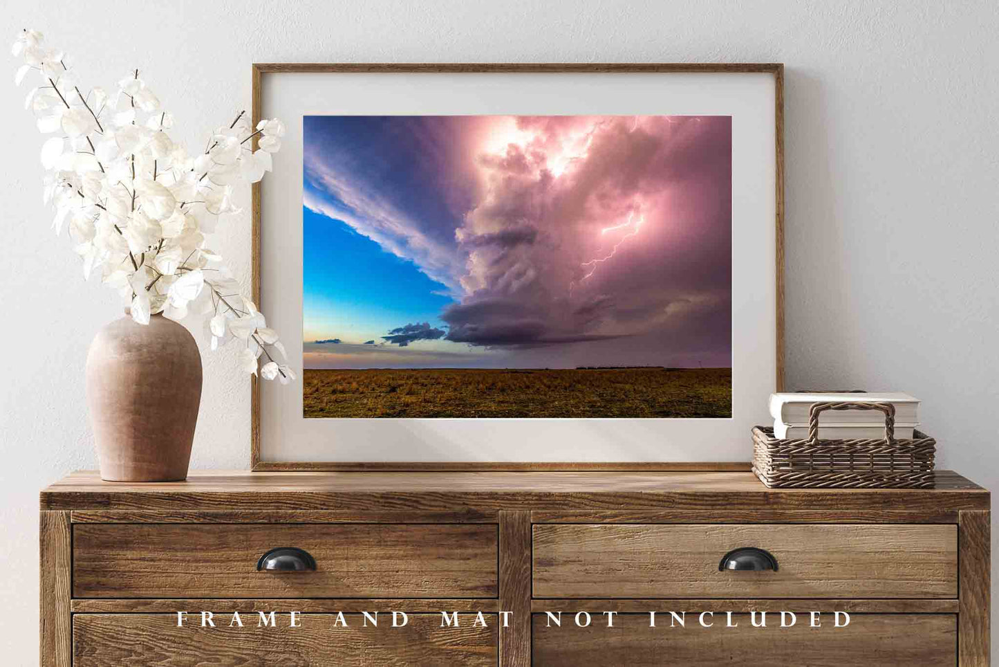 Storm Photo Print | Supercell Thunderstorm with Lightning Picture | Kansas Wall Art | Landscape Photography | Nature Decor