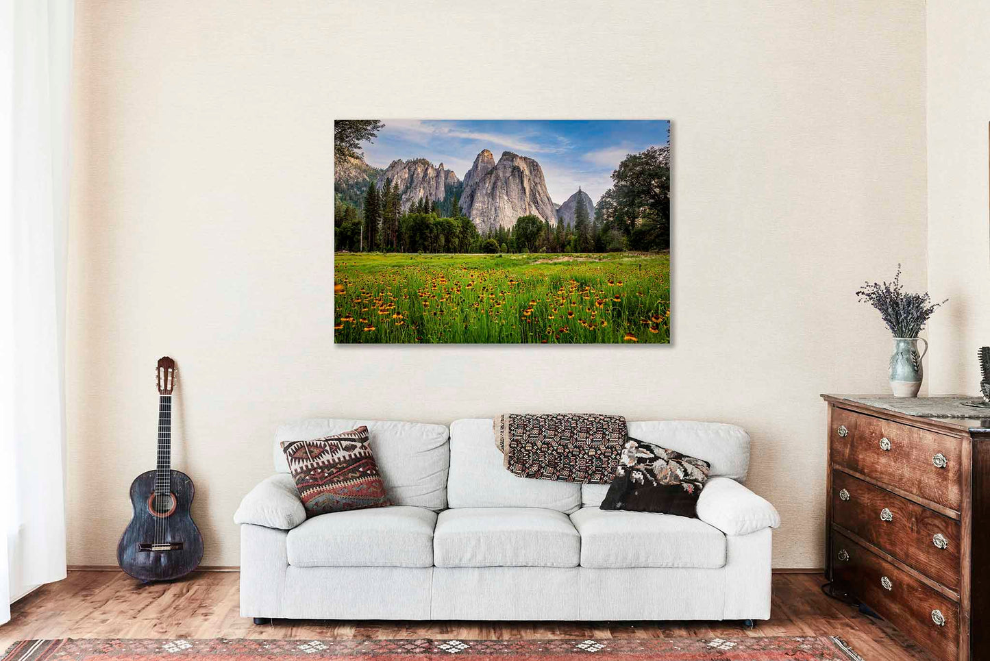 Yosemite National Park Canvas | Cathedral Rocks Gallery Wrap | Wildflower Photography | California Landscape Wall Art | Nature Decor | Ready to Hang