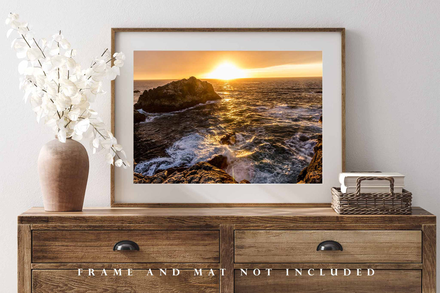 Coastal Photography Print (Not Framed) Picture of Crashing Waves at Sunset Over Pacific Ocean at Big Sur California Seascape Wall Art Beach Decor