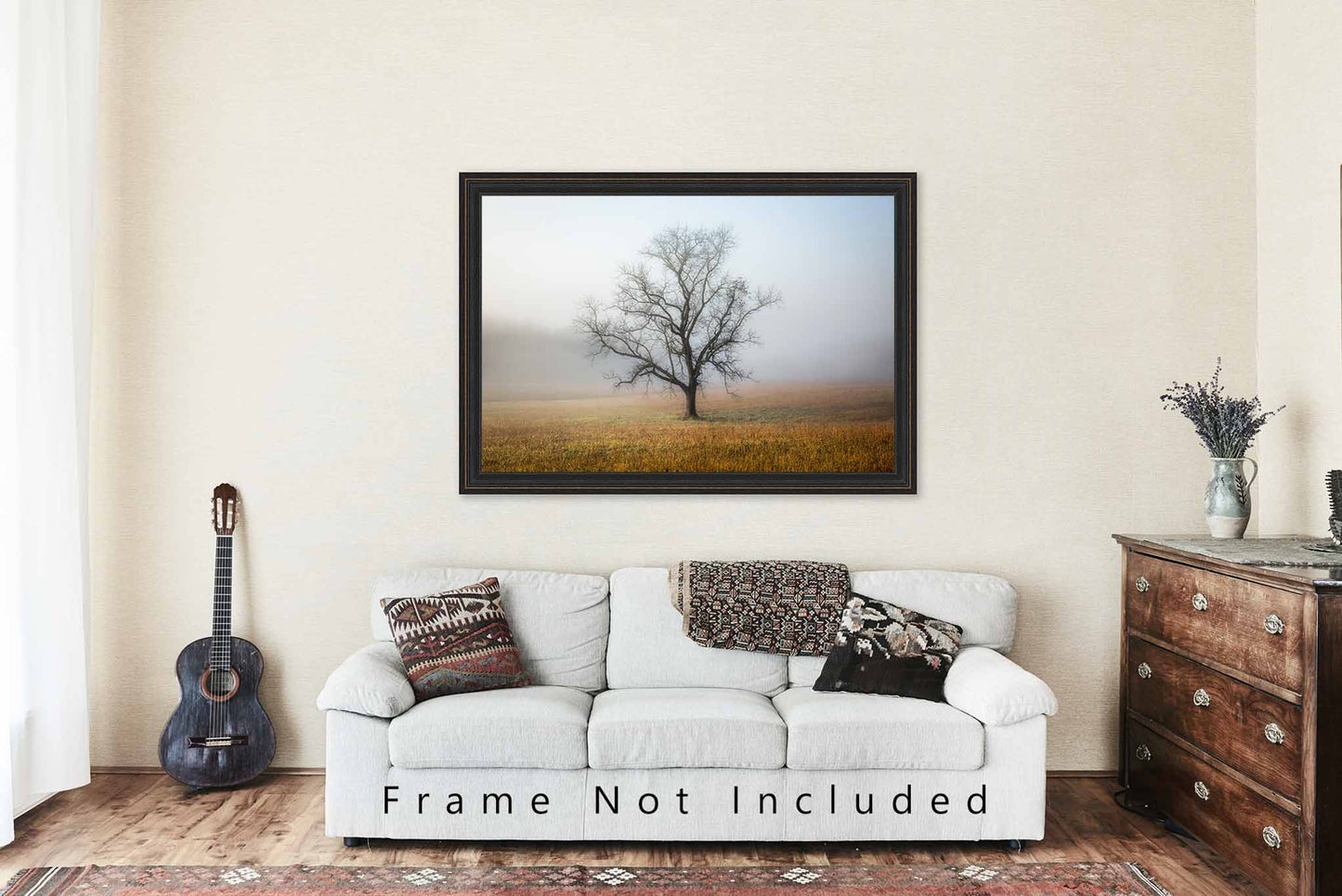 Nature Photography Print (Not Framed) Picture of Leafless Tree Shrouded in Fog in Great Smoky Mountains Tennessee Landscape Wall Art Botanical Decor