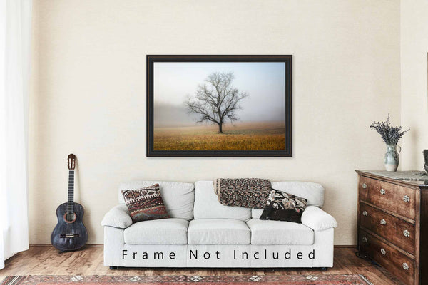 Minimalism Photo Print | Lone Tree Shrouded in Fog Picture | Tennessee Wall Art | Great Smoky Mountains Photography | Nature Decor