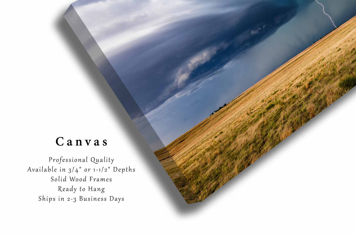 Lightning Bolt Winding to Ground in Oklahoma Canvas Wall Art | Storm Photography Weather Decor