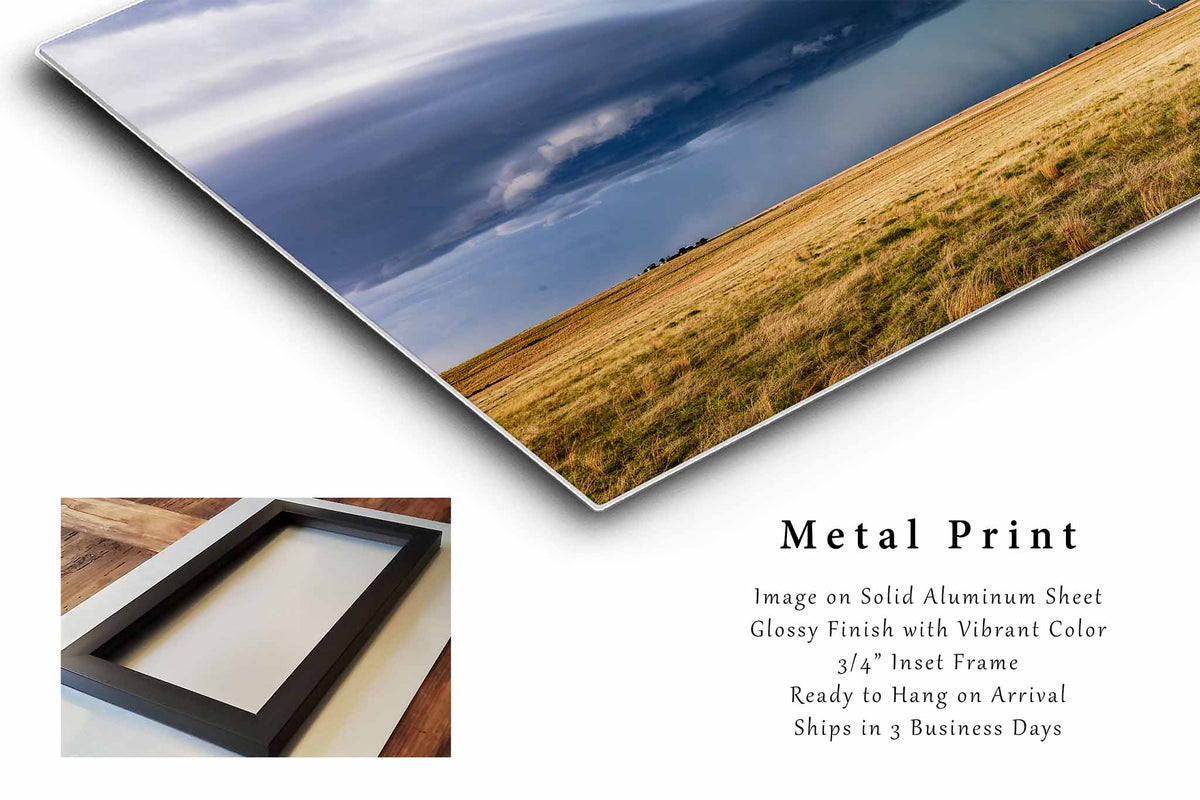 Lightning Bolt Winding to Ground in Oklahoma Metal Print Wall Art | Storm Photography Weather Decor