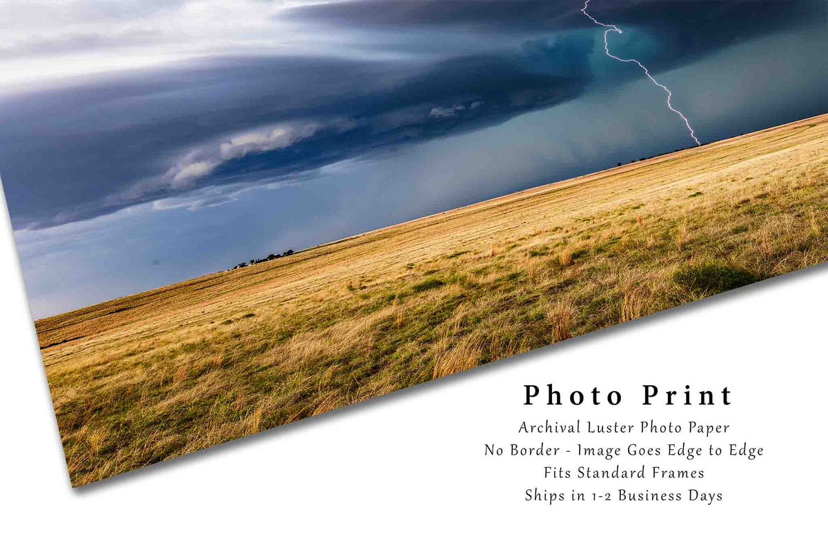 Lightning Bolt Winding to Ground in Oklahoma Photo Print (Unframed) | Storm Wall Art Weather Decor