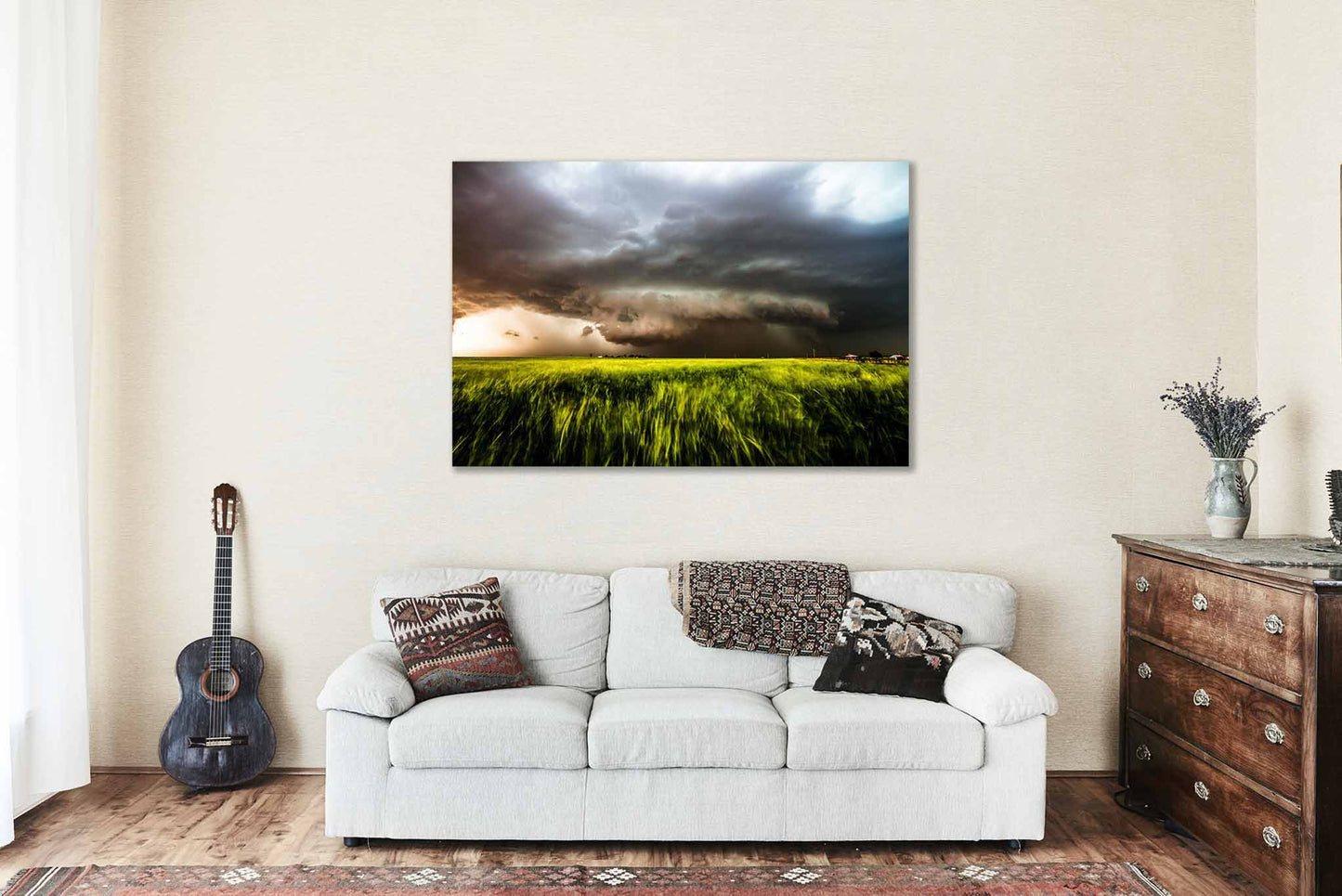 Storm over Wheat Field Canvas | Supercell Thunderstorm Gallery Wrap | Weather Photography | Oklahoma Sky Wall Art | Great Plains Decor | Ready to Hang