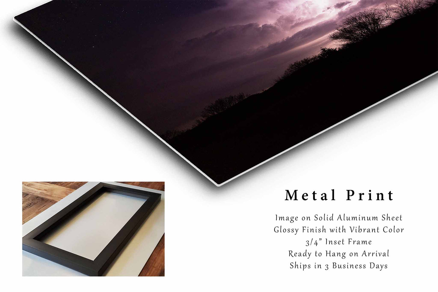 Storm with Lightning Metal Print | Supercell Thunderstorm Photography | Night Sky Wall Art | Oklahoma Photo | Weather Decor | Ready to Hang
