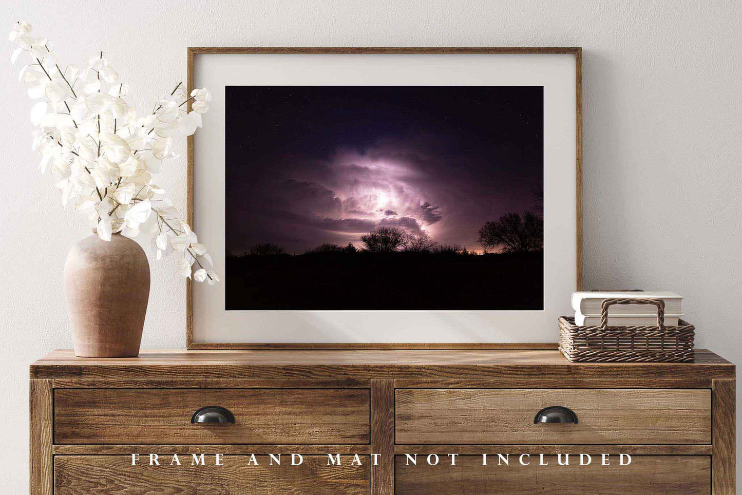 Storm with Lightning Photography Print | Supercell Thunderstorm Picture | Night Sky Wall Art | Oklahoma Photo | Weather Decor | Not Framed