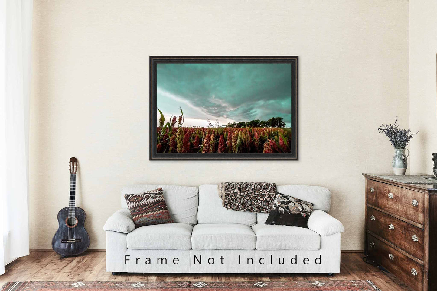 Country Photography Print - Picture of Storm Advancing Over Colorful Maize Field in Oklahoma - Farm Photo Artwork Farmhouse Decor