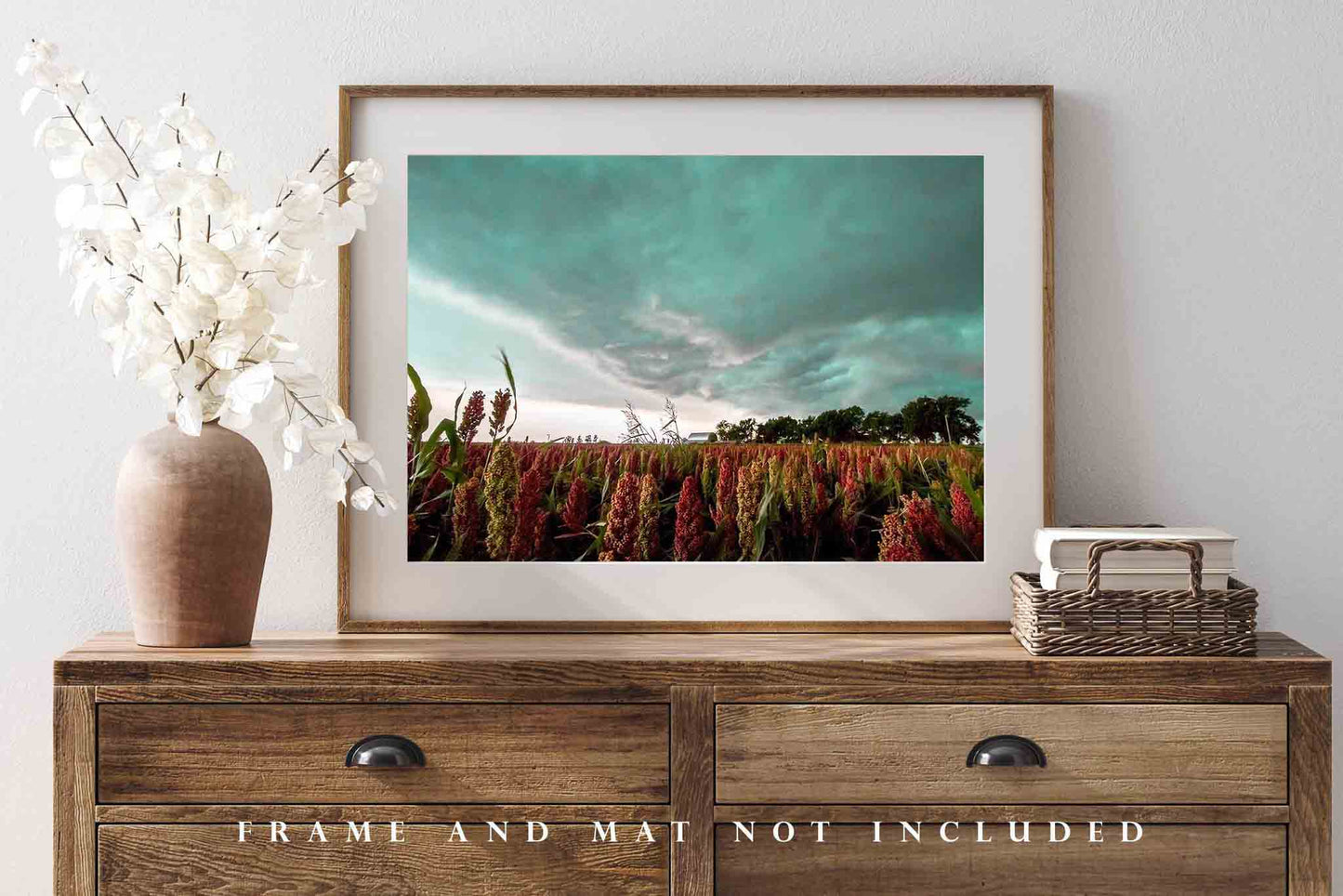 Country Photography Print - Picture of Storm Advancing Over Colorful Maize Field in Oklahoma - Farm Photo Artwork Farmhouse Decor