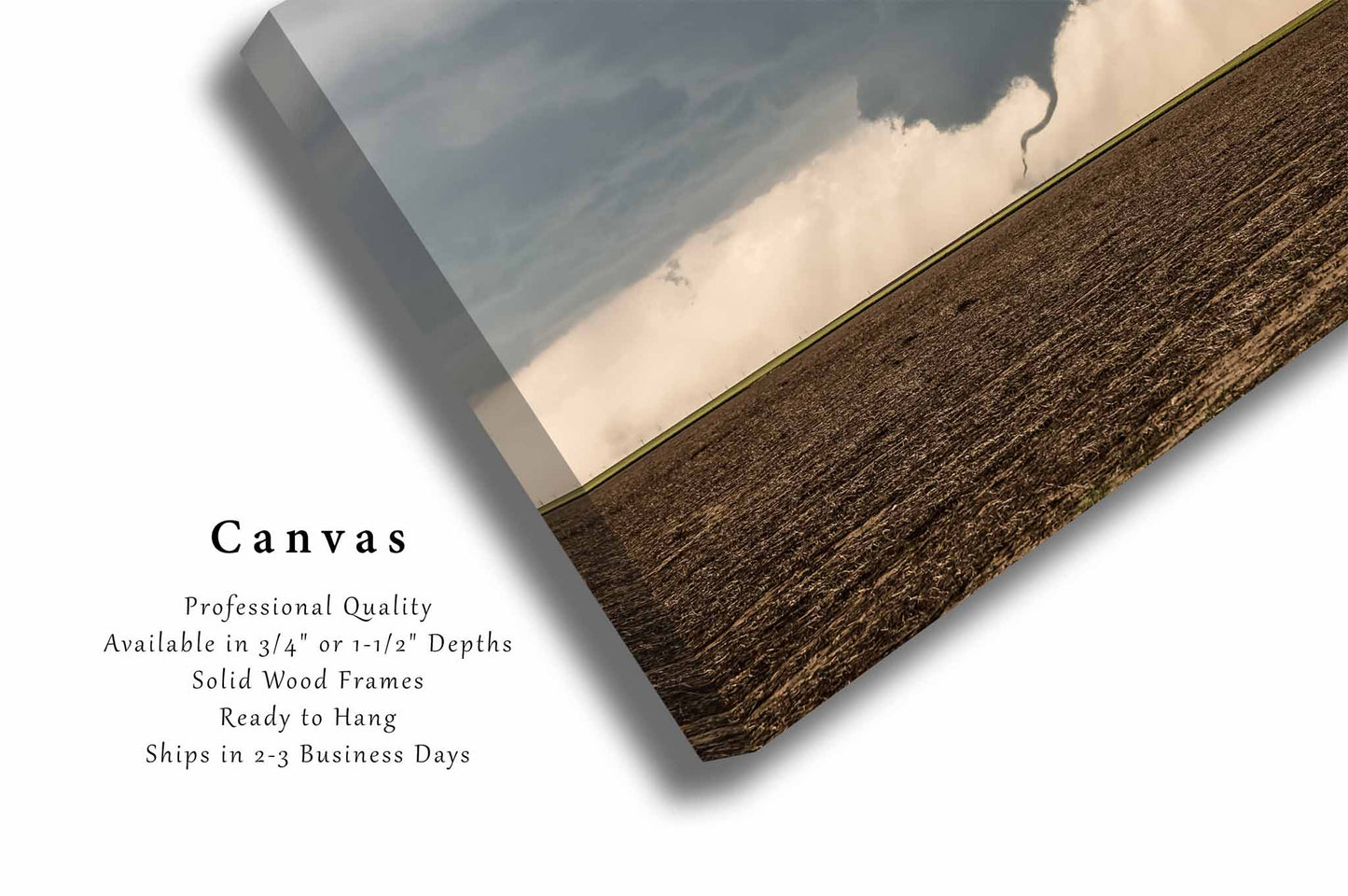 Storm Canvas Wall Art (Ready to Hang) Tornado Dancing in Dirt Field on Stormy Day in Kansas | Thunderstorm Photography Weather Decor