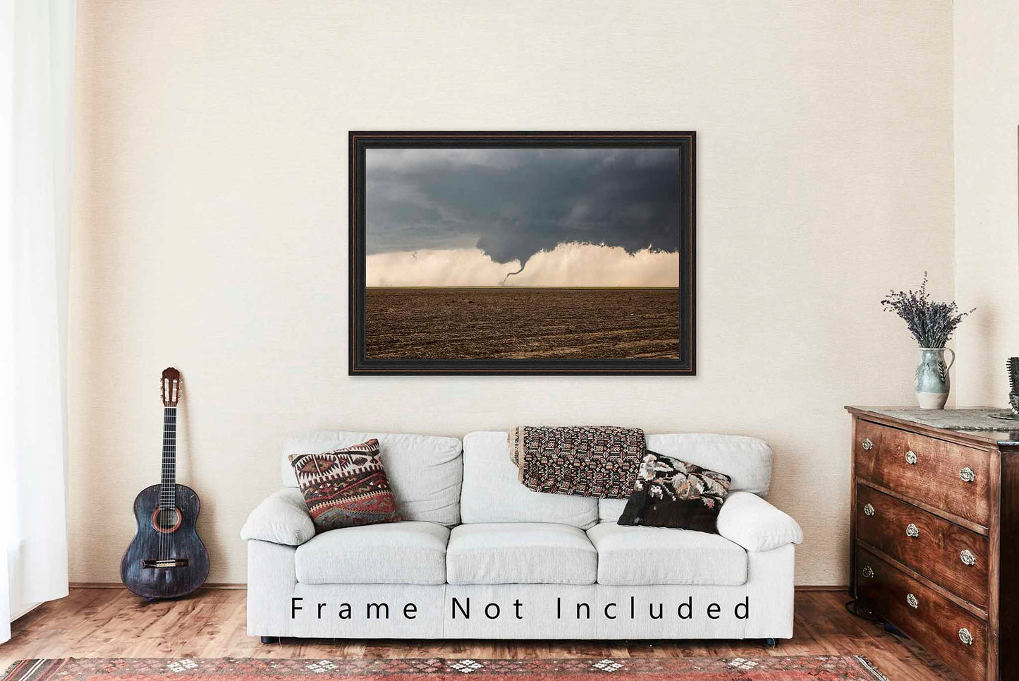 Storm Photography Print (Unframed) Tornado Dancing in Dirt Field on Stormy Day in Kansas | Thunderstorm Wall Art Weather Decor