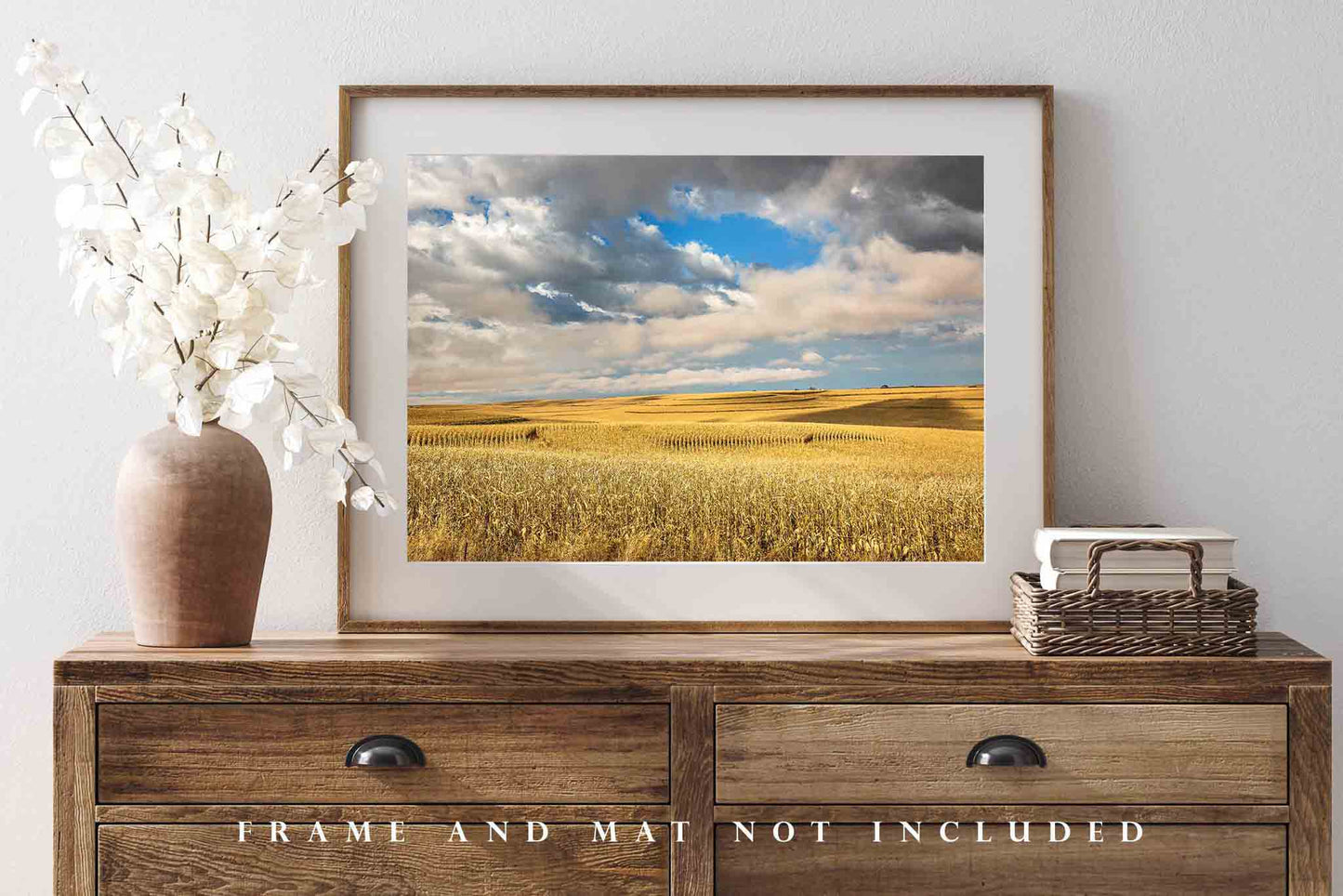 Farm Photo Print | Golden Terraced Corn Field Picture | Iowa Wall Art | Landscape Photography | Farmhouse Decor