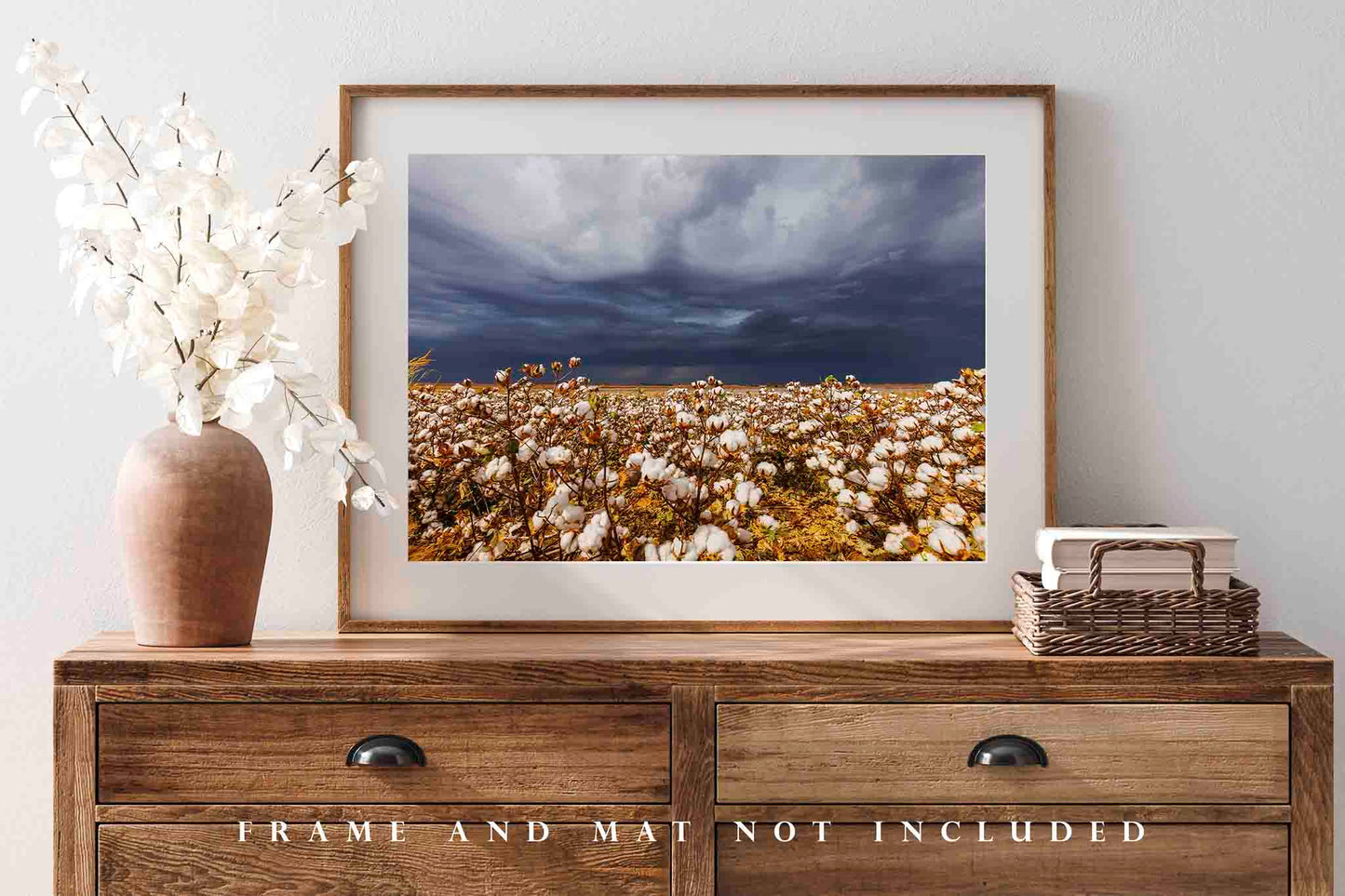Cotton Field and Thunderstorm in Kansas Photo Print (Unframed) | Farm and Country Wall Art Farmhouse Decor