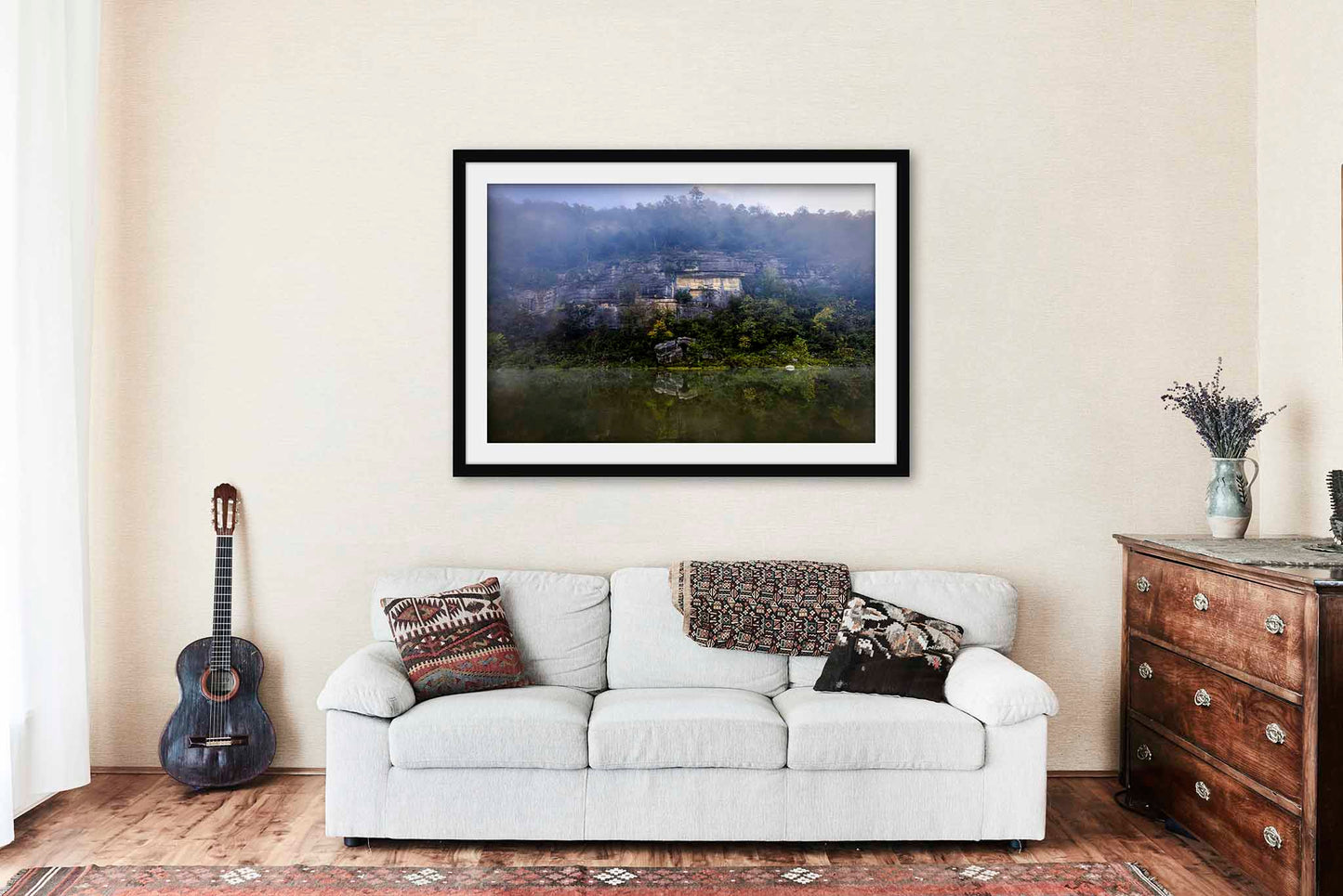 Buffalo National River Framed and Matted Print | Rock Wall Reflection Photo | Ozark Mountains Decor | Arkansas Landscape Photography | Nature Wall Art | Ready to Hang