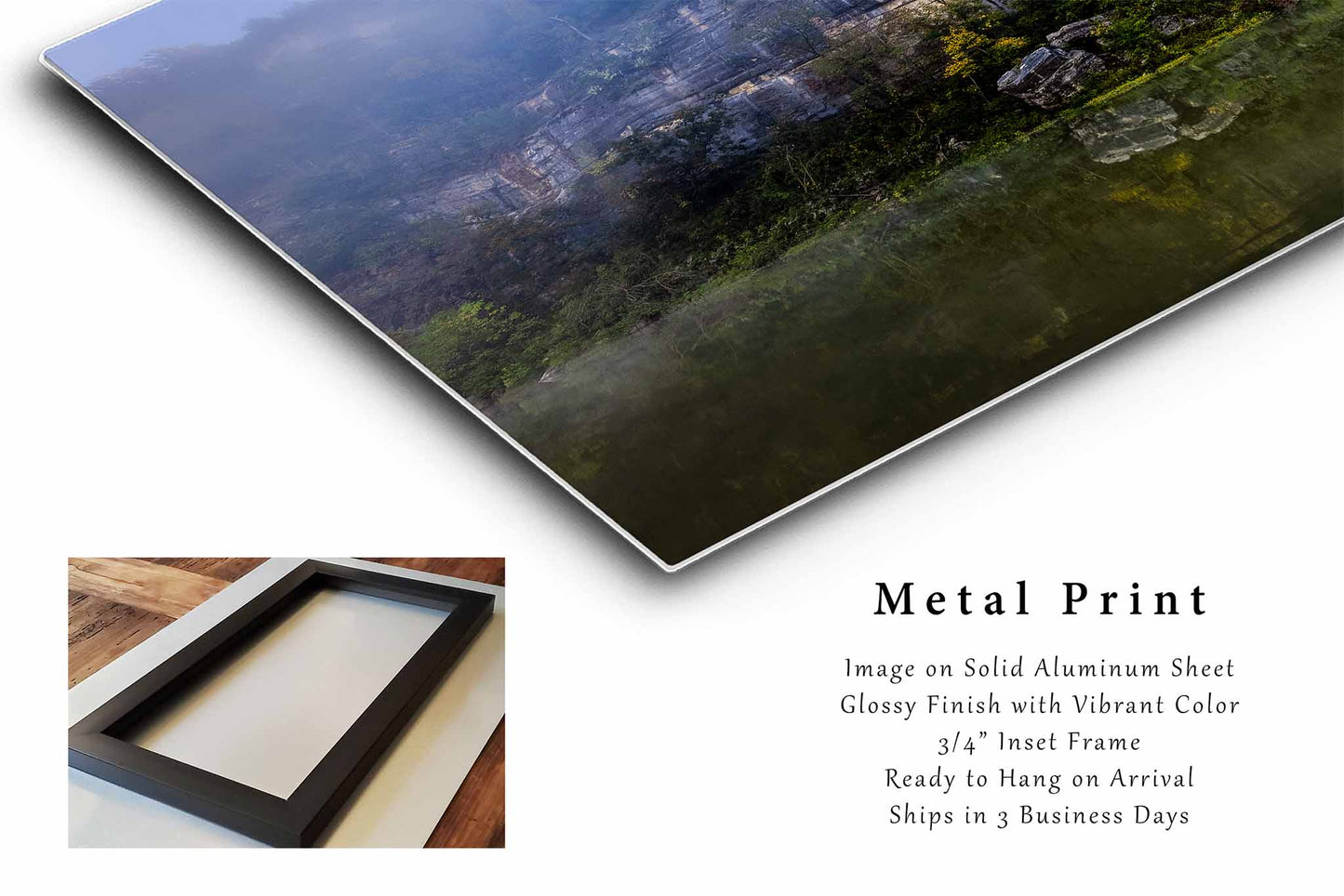 Buffalo National River Metal Print | Rock Wall Reflection Photography | Ozark Mountains Wall Art | Arkansas Landscape Photo | Nature Decor | Ready to Hang