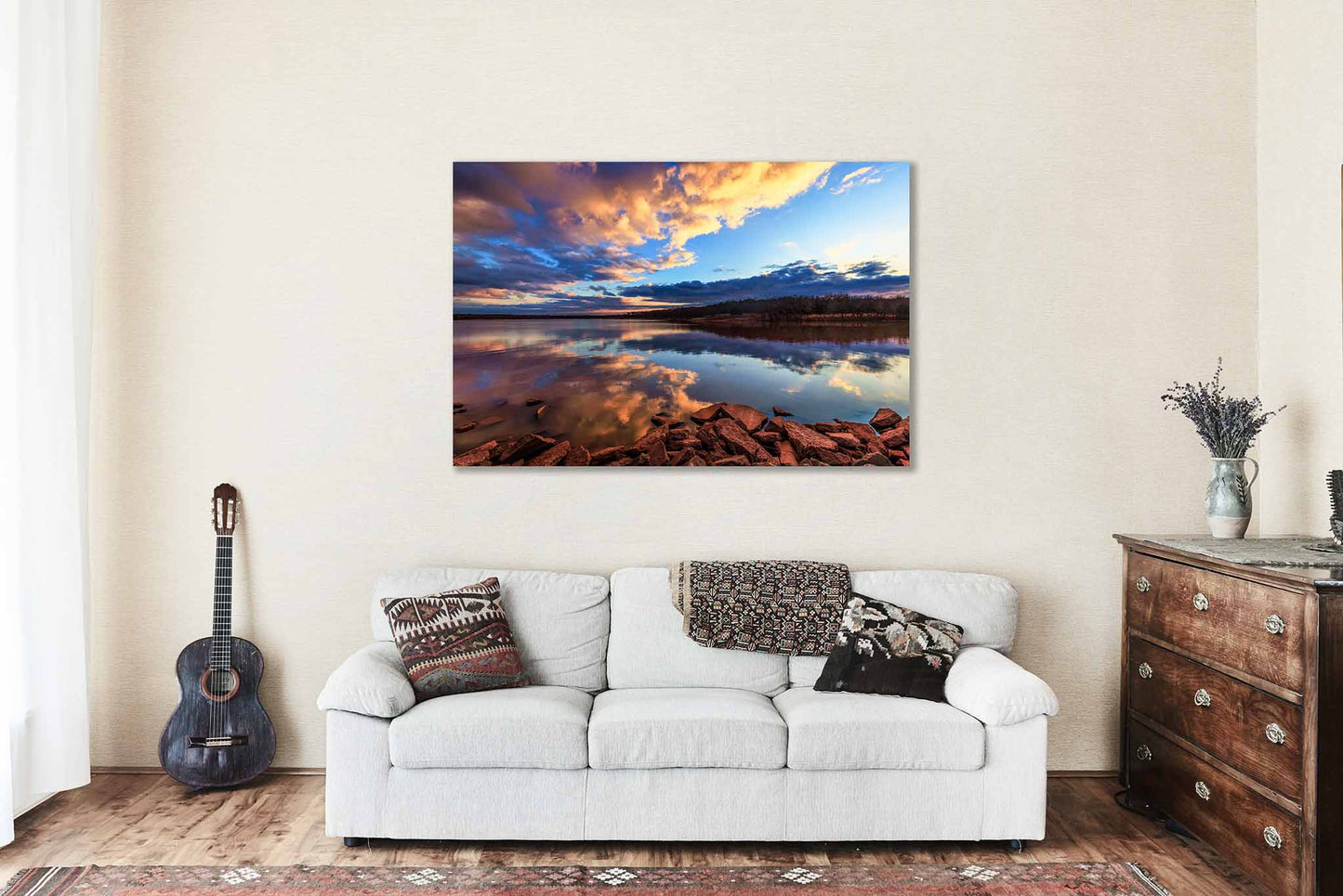 Lake Arcadia Canvas | Sky Reflection Gallery Wrap | Landscape Photography | Edmond Oklahoma Wall Art | Nature Decor | Ready to Hang