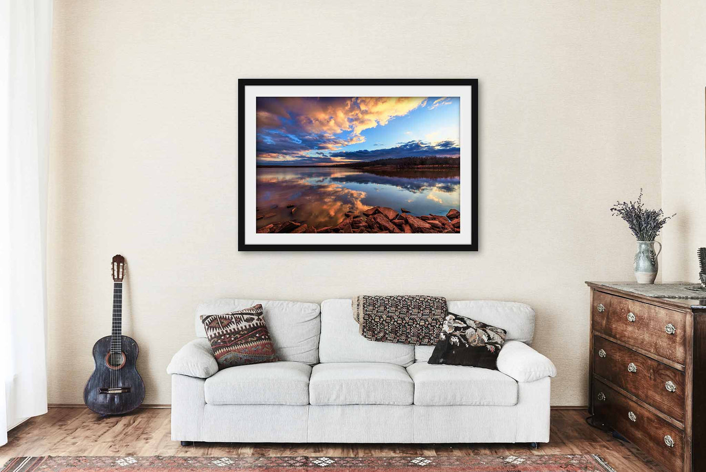 Lake Arcadia | Framed Scenic Sky Reflection Print | Edmond Oklahoma Landscape Wall Art