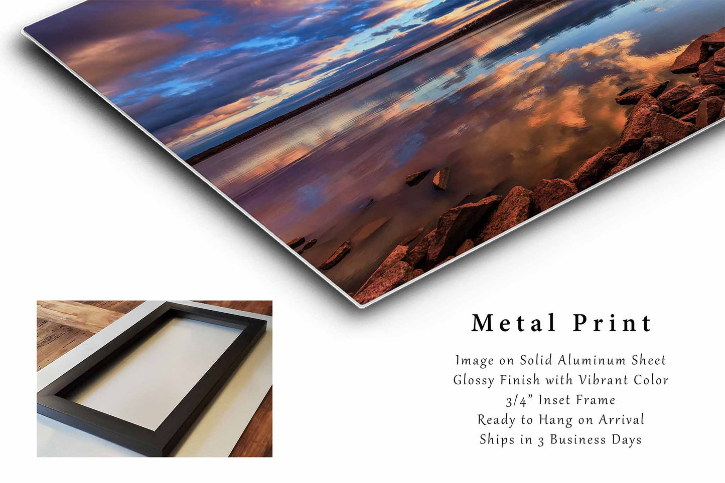 Lake Arcadia Metal Print | Sky Reflection Photography | Landscape Wall Art | Edmond Oklahoma Photo | Nature Decor | Ready to Hang