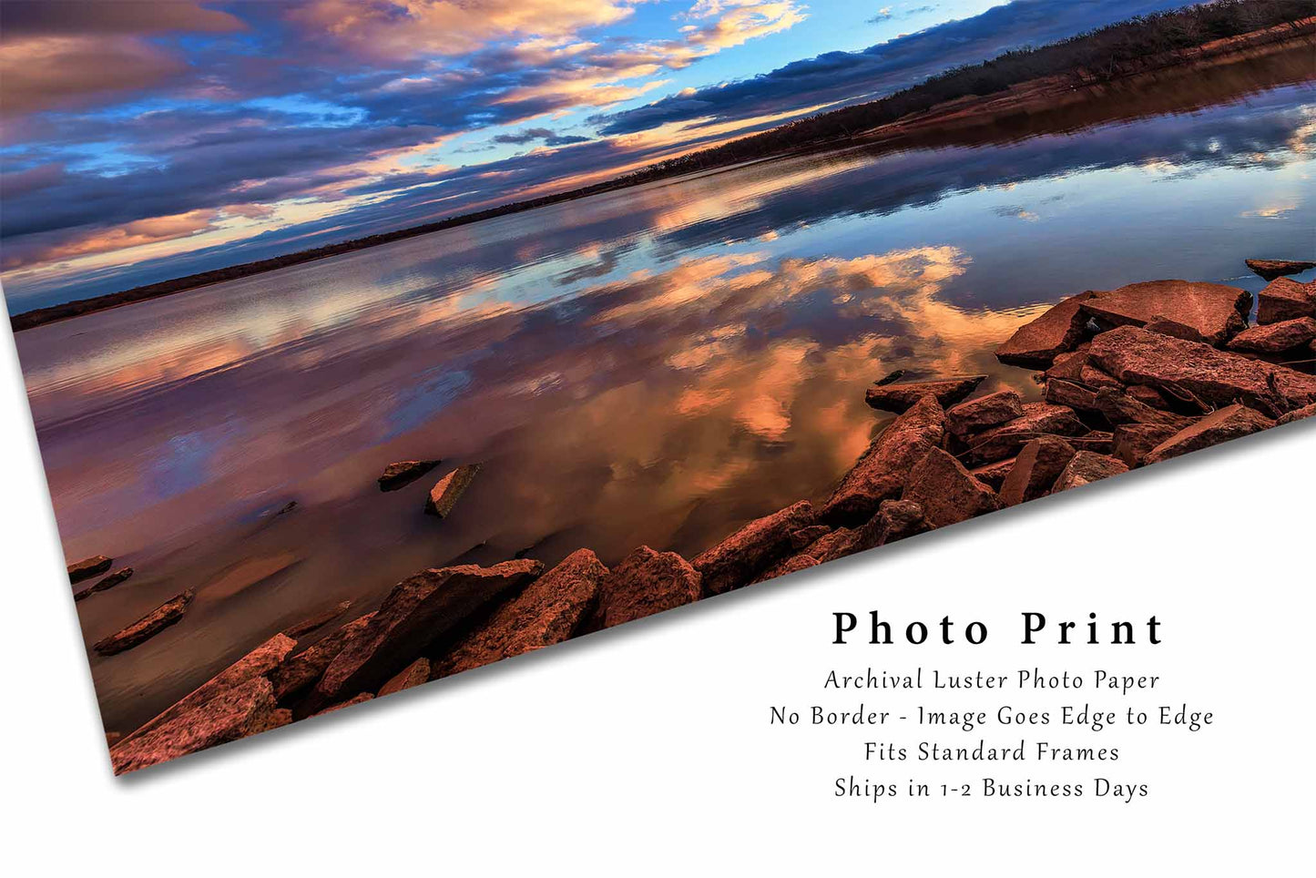 Lake Arcadia Photography Print | Sky Reflection Picture | Landscape Wall Art | Edmond Oklahoma Photo | Nature Decor | Not Framed