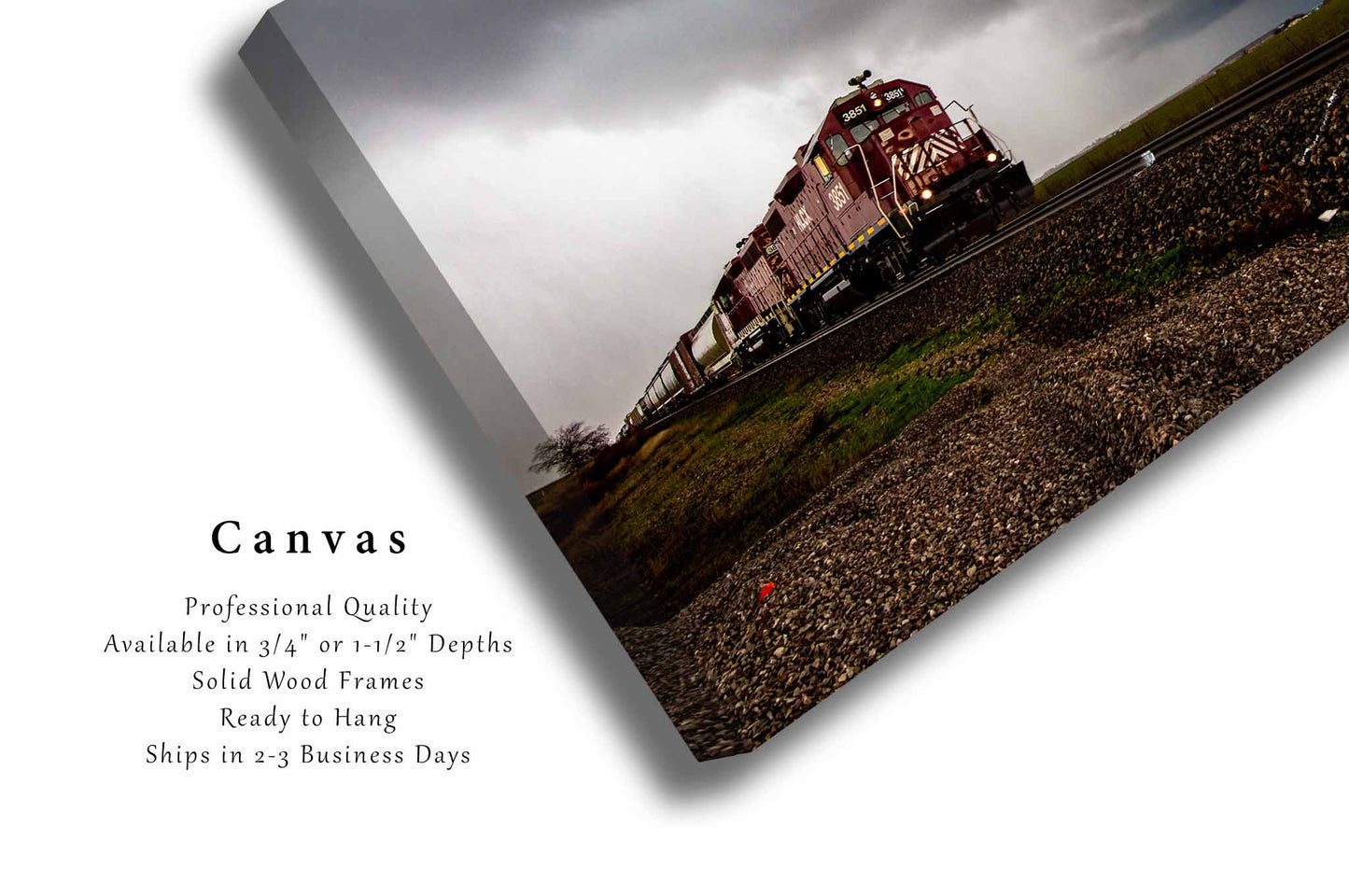 Train Canvas | Storm Gallery Wrap | Locomotive Photography | Oklahoma Wall Art | Railroad Decor | Ready to Hang