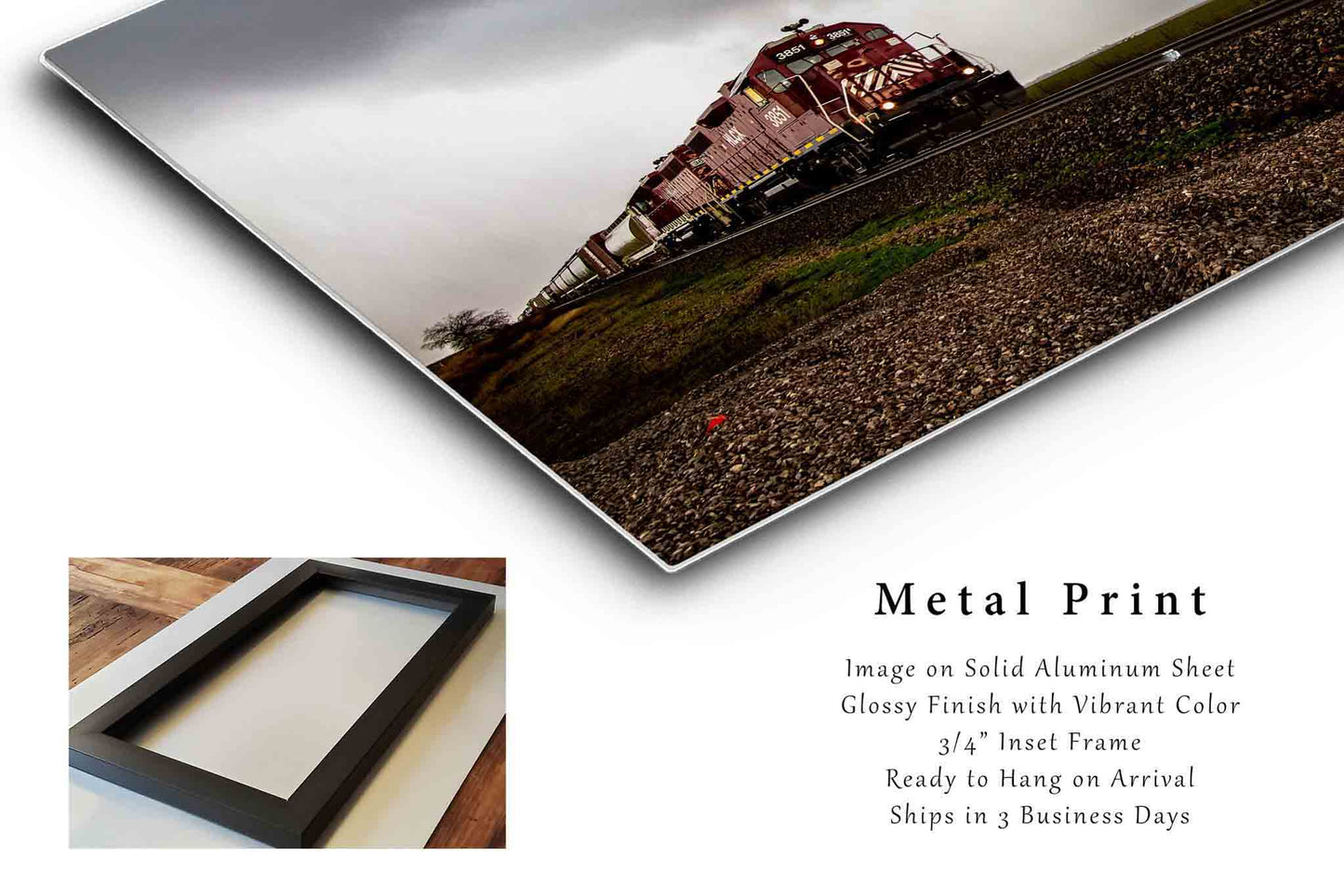 Train Metal Print | Storm Photography | Locomotive Wall Art | Oklahoma Photo | Railroad Decor | Ready to Hang