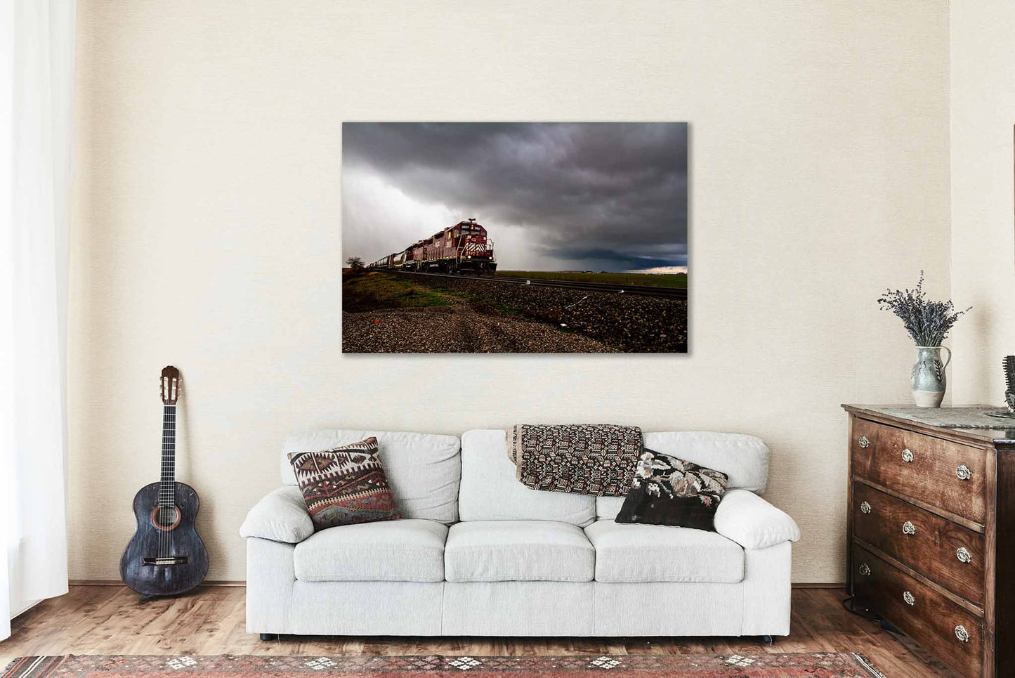 Train Metal Print | Locomotive Emerging from Storm Photo | Thunderstorm Photography | Oklahoma Picture | Railroad Decor