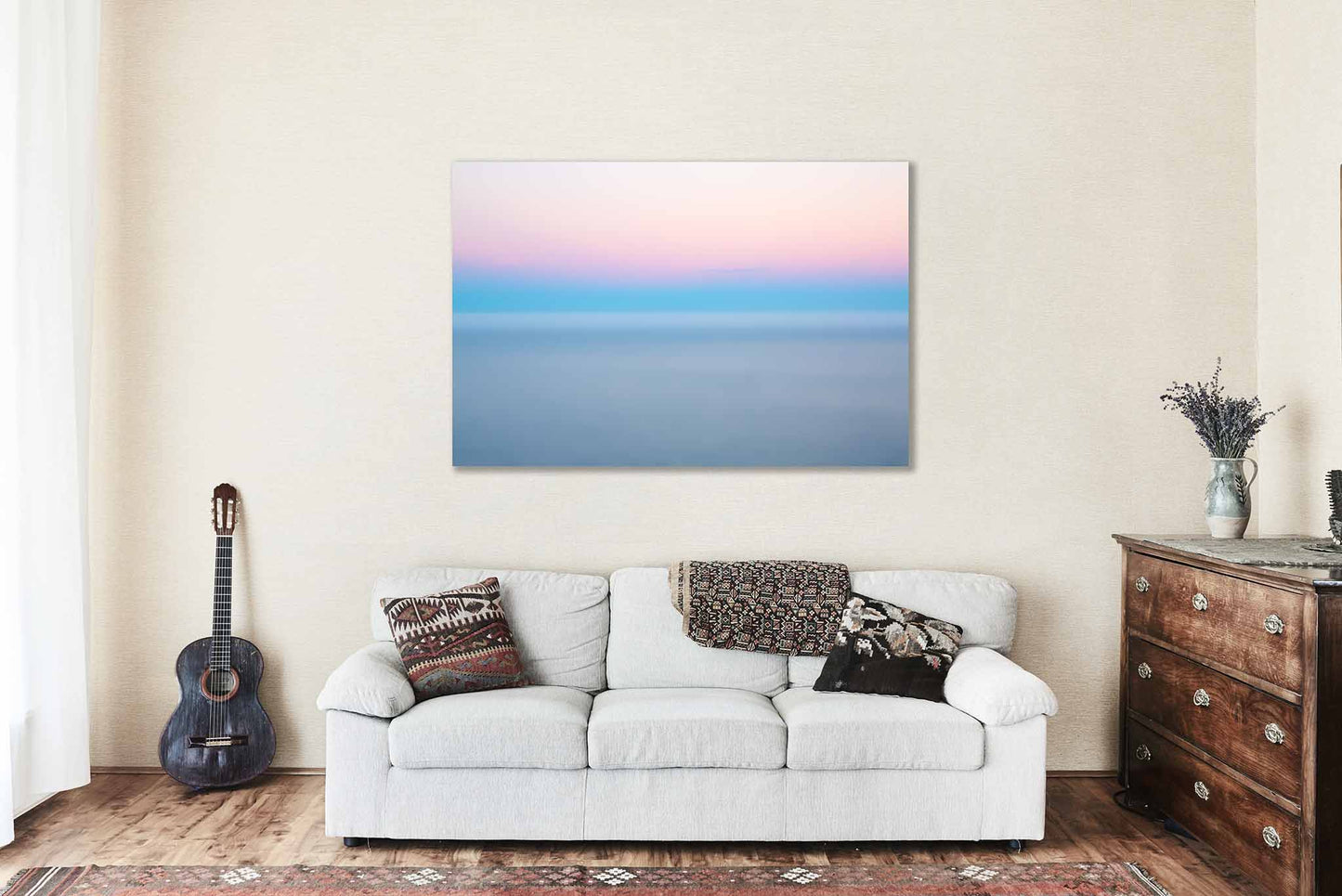 Layer of Fog Over Pacific Ocean in Big Sur California Metal Print Wall Art | Blurry Abstract Photography Coastal Decor