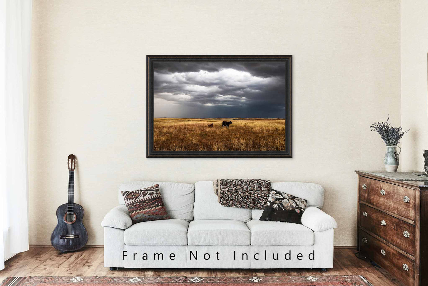 Western Photo Print | Cow and Calf Picture | Oklahoma Wall Art | Landscape Photography | Farm and Ranch Decor