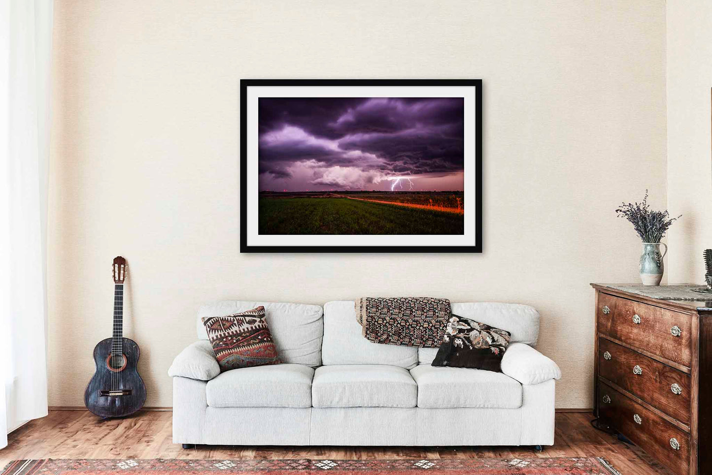 Storm Framed and Matted Print | Lightning on Stormy Night Photo | Thunderstorm Decor | Kansas Photography | Weather Wall Art | Ready to Hang