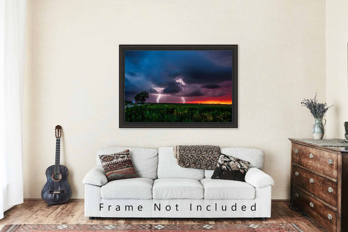 Storm Photography Print | Lightning Picture | Firefly Wall Art | Oklahoma Photo | Thunderstorm Decor | Not Framed