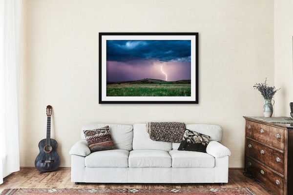 Framed Storm Print | Lightning Wall Art | Weather Photography | Kansas Photo | Thunderstorm Decor