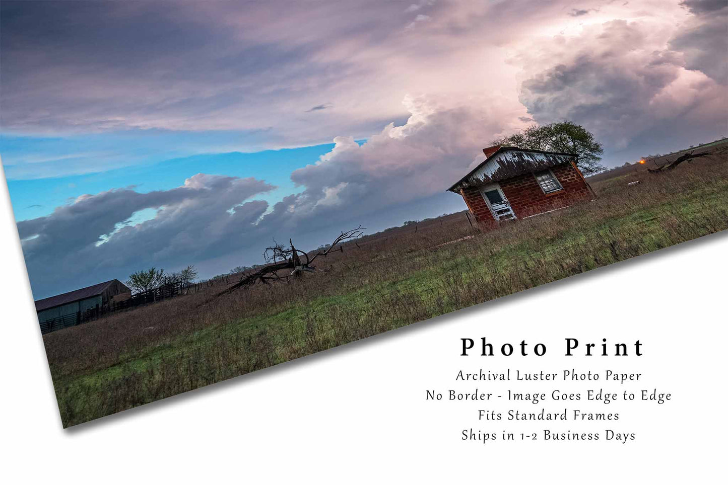 Storm Photography Print | Tiny House Picture | Stormy Sky Wall Art | Oklahoma Photo | Weather Decor | Not Framed