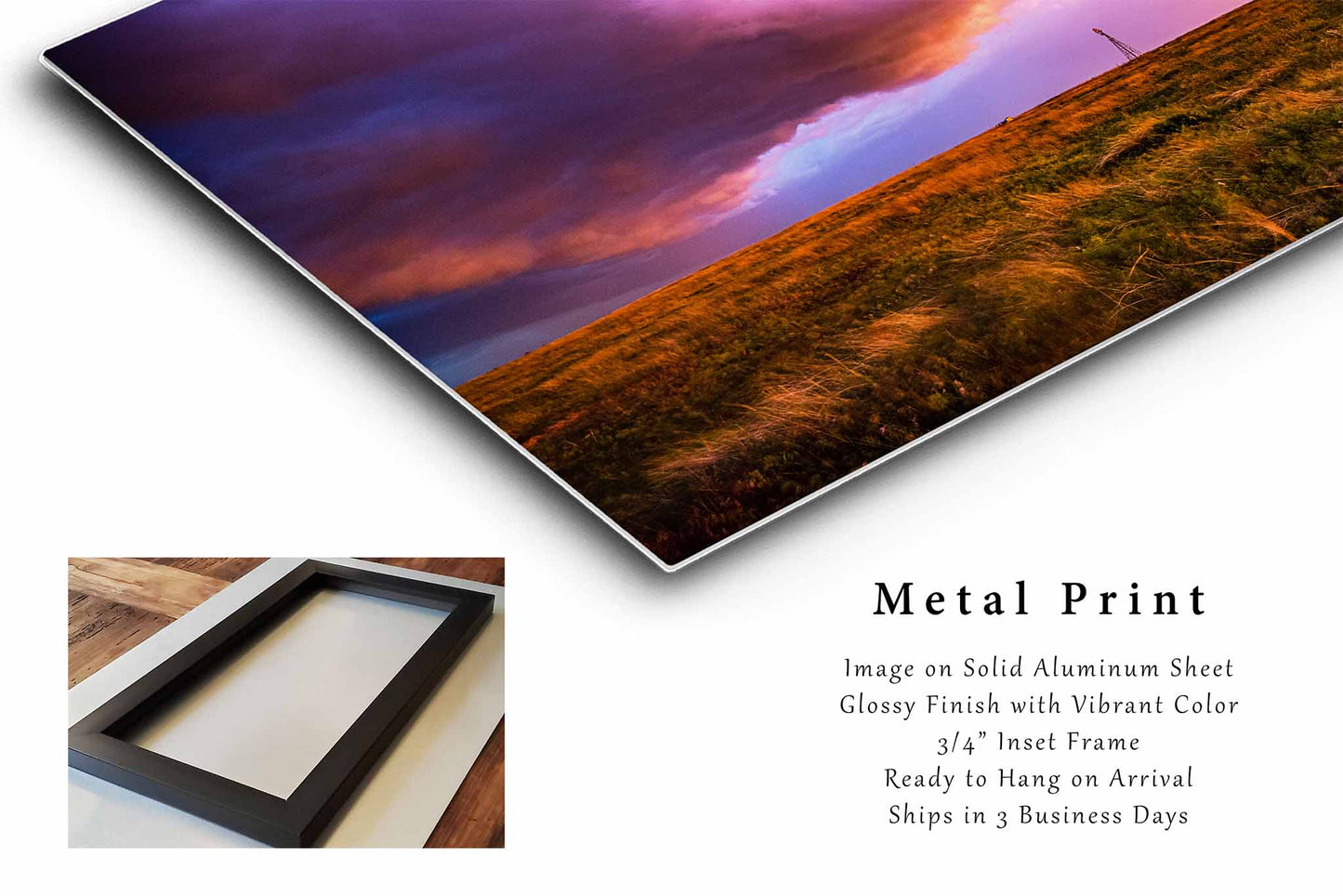 Stormy Sky Metal Print | Old Windmill Photography | Storm Clouds Wall Art | Oklahoma Landscape Photo | Weather Decor | Ready to Hang