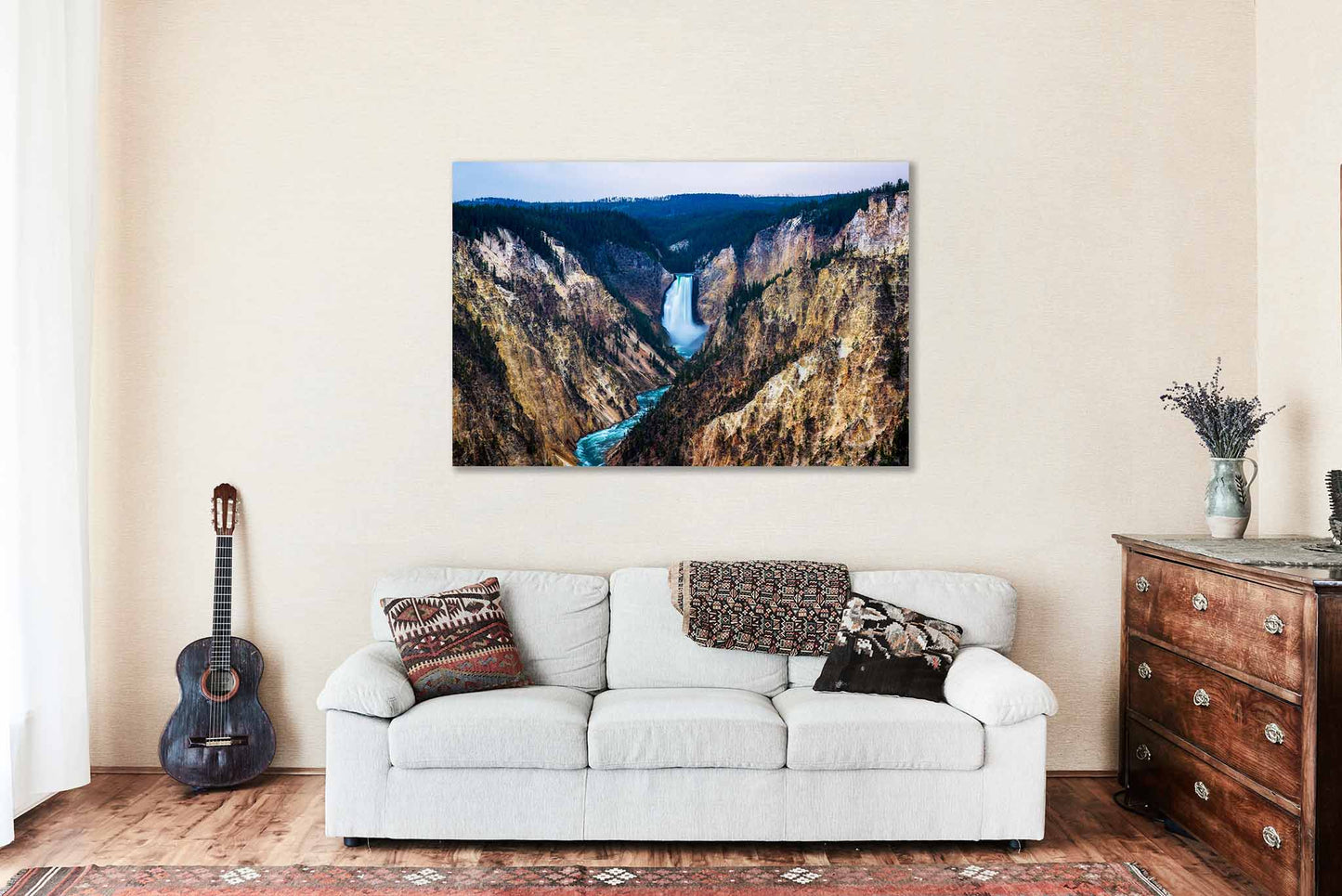 Lower Falls Canvas | Yellowstone National Park Gallery Wrap | Waterfall Photography | Wyoming Landscape Wall Art | Nature Decor | Ready to Hang