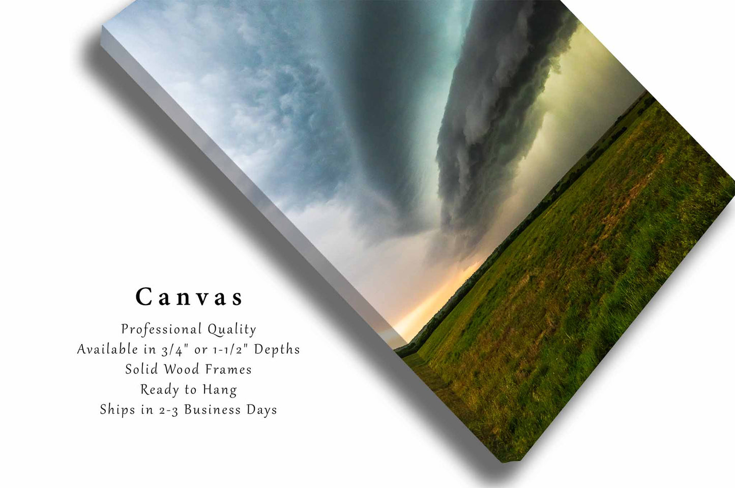 Thunderstorm Shelf Cloud Over Prairie in Oklahoma Canvas Wall Art | Vertical Storm Photography Weather Decor