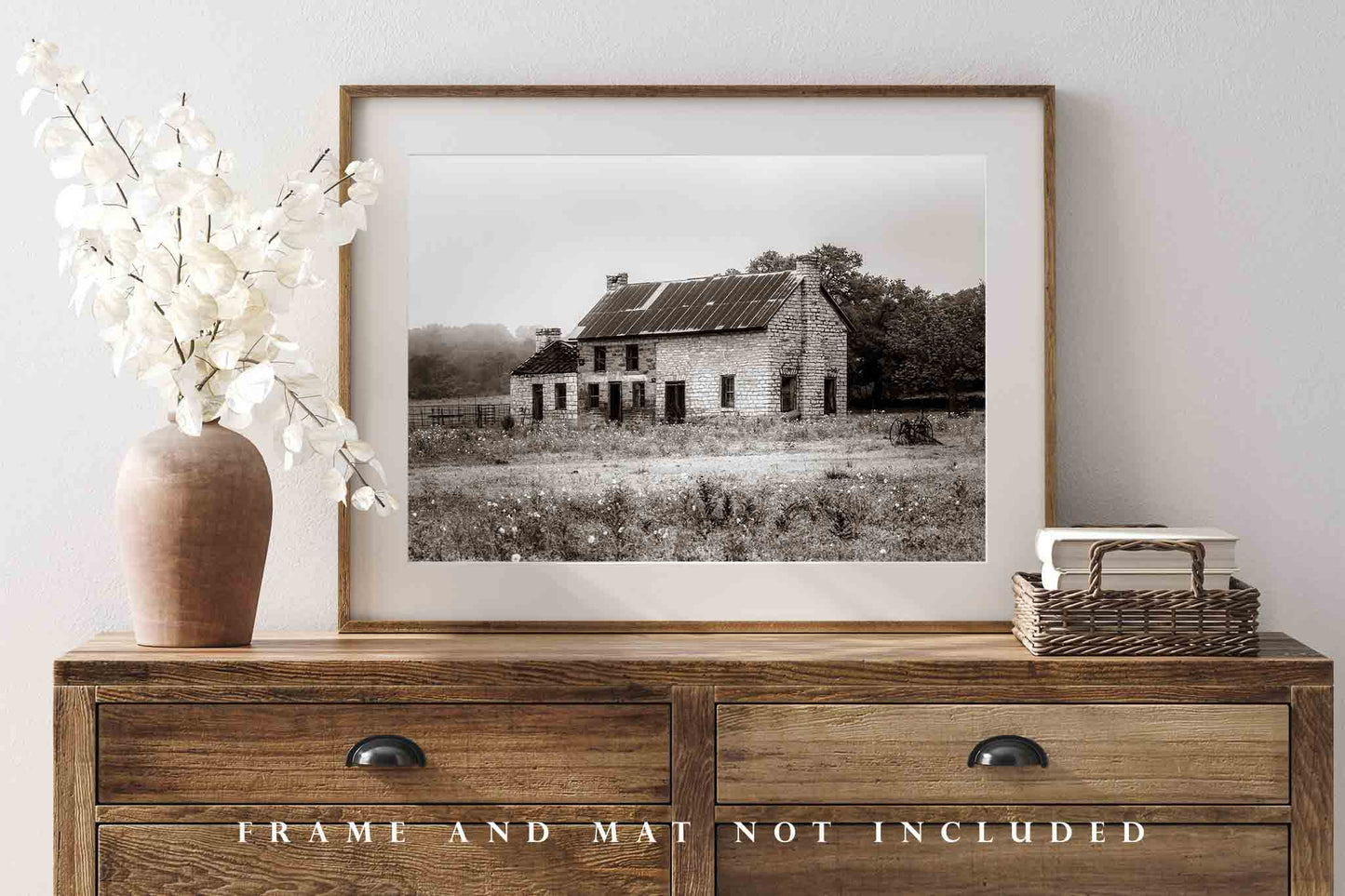 Country Photo Print | Abandoned House Picture | Marble Falls Texas Wall Art | Rustic Sepia Photography | Hill Country Decor