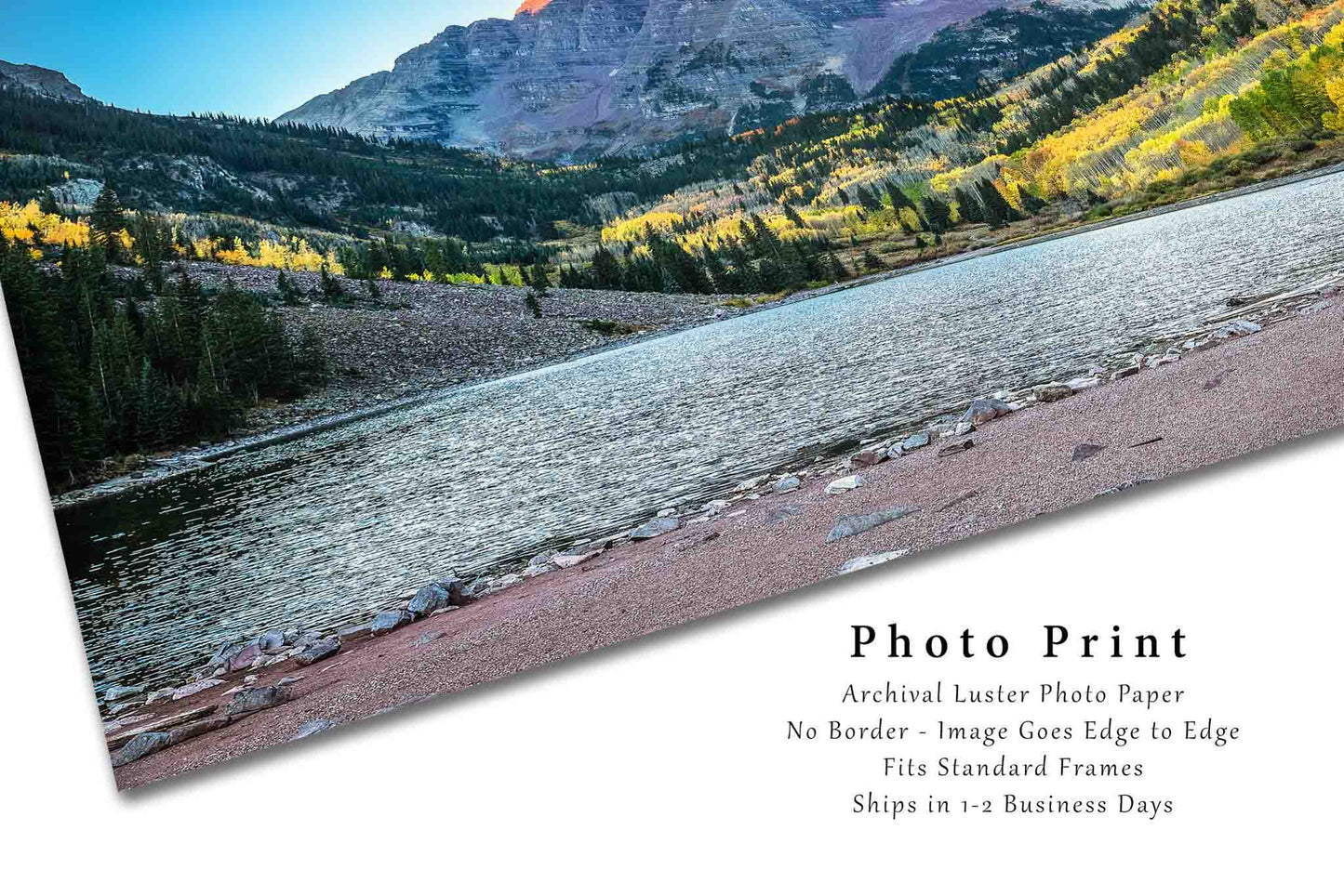 Rocky Mountain Picture - Fine Art Landscape Photography Print of Maroon Bells on Autumn Morning Aspen Colorado Fall Wall Art Photo Decor