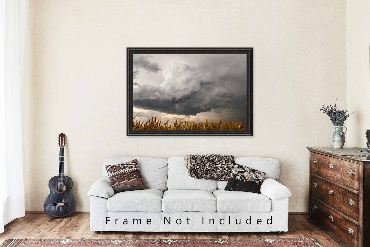 Country Photography Print (Not Framed) Picture of Storm Cloud Brewing Over Golden Wheat Stalks on Spring Day in Kansas Thunderstorm Wall Art Farmhouse Decor