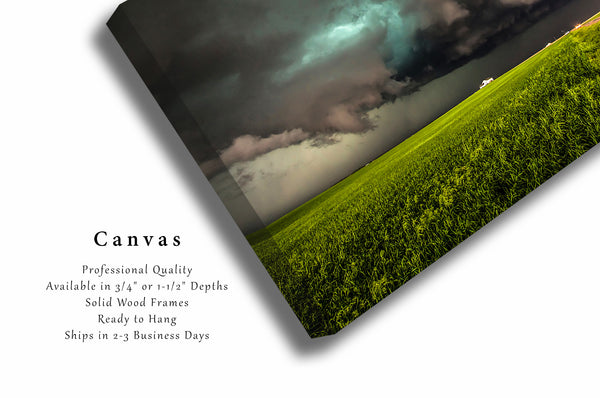 Canvas Wall Art | Storm Over Farmhouse Picture | Thunderstorm Gallery Wrap | Colorado Photography | Great Plains Sky Decor