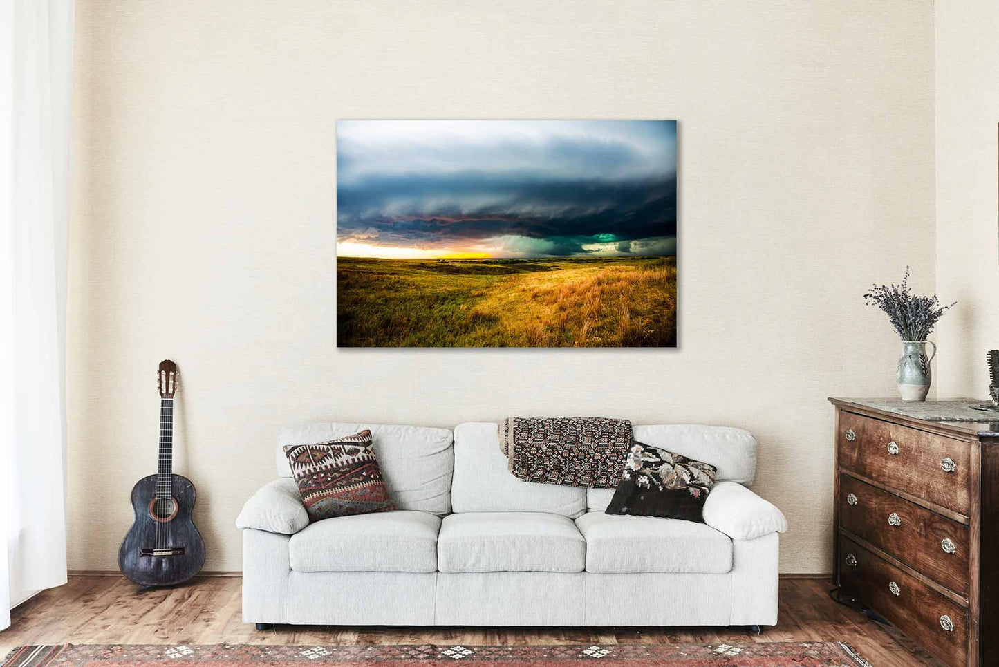 Storm Canvas | Thunderstorm Gallery Wrap | Prairie Photography | Kansas Landscape Wall Art | Great Plains Decor | Ready to Hang