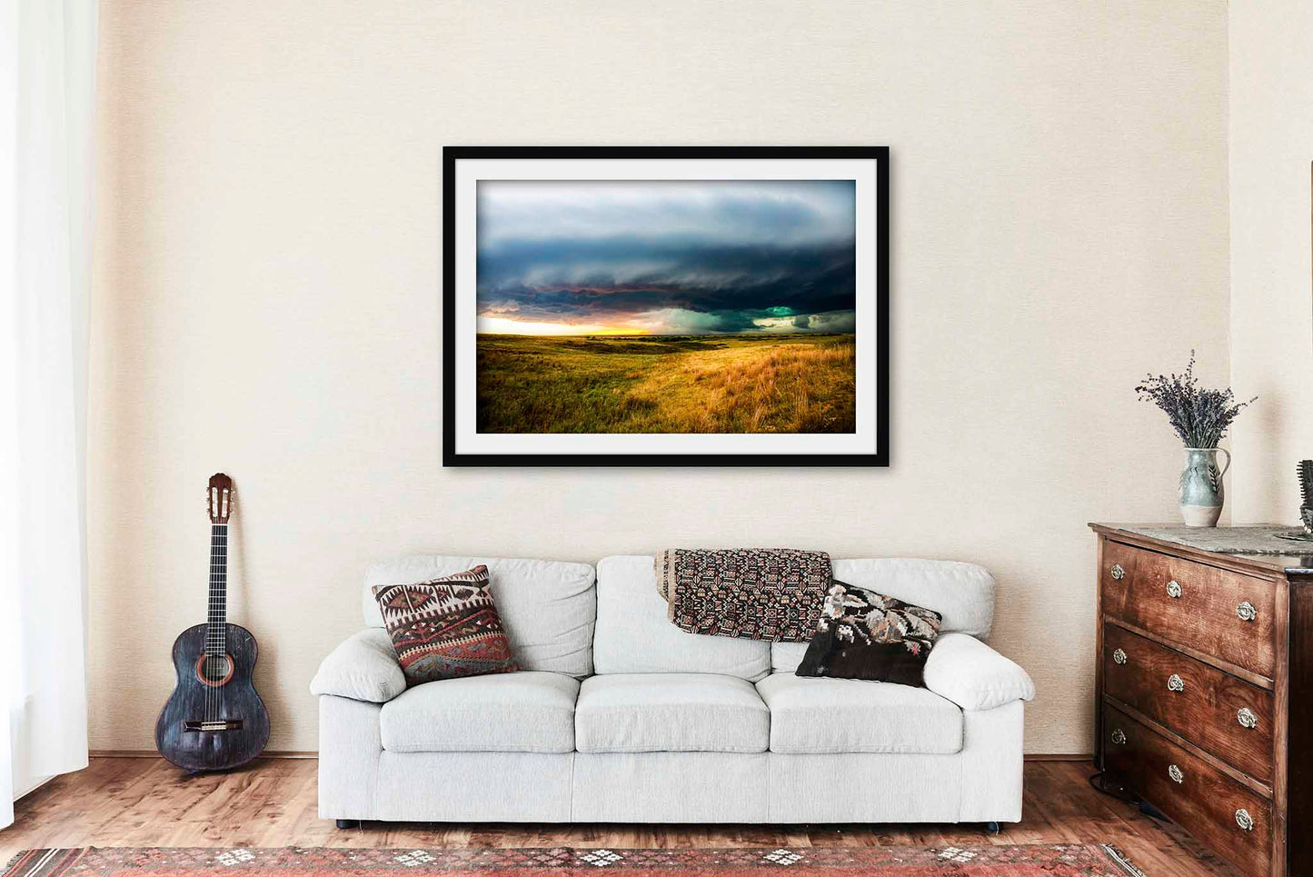 Storm Framed and Matted Print | Thunderstorm Photo | Prairie Decor | Kansas Landscape Photography | Great Plains Wall Art | Ready to Hang