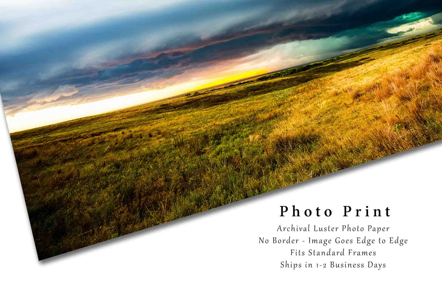 Storm Picture - Fine Art Landscape Photography Print of Thunderstorm Over Open Prairie in Kansas Weather Wall Art Photo Decor 5x7 to 40x60