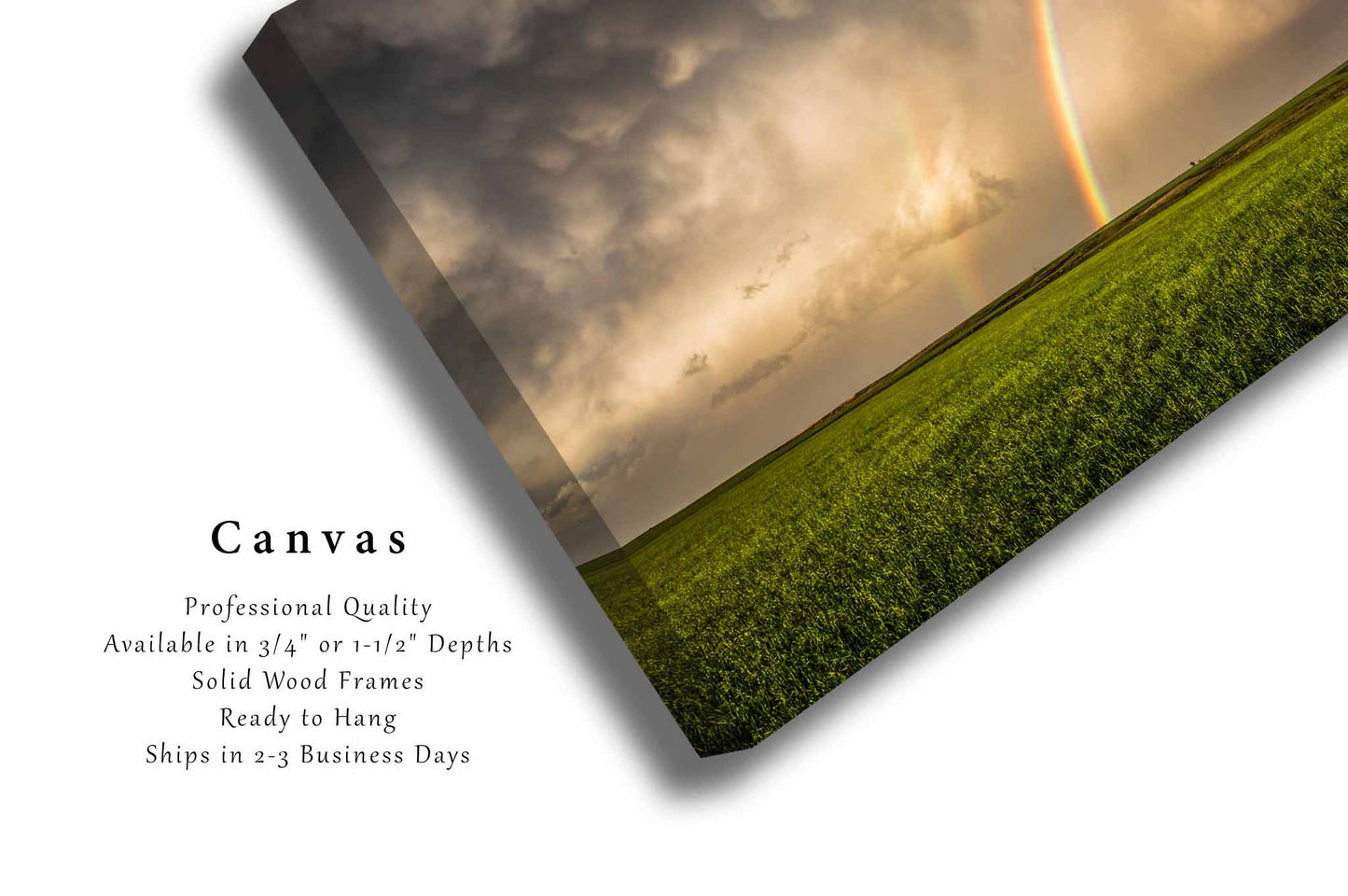 Rainbow Canvas | Stormy Sky Gallery Wrap | Great Plains Photography | Oklahoma Landscape Wall Art | Nature Decor | Ready to Hang