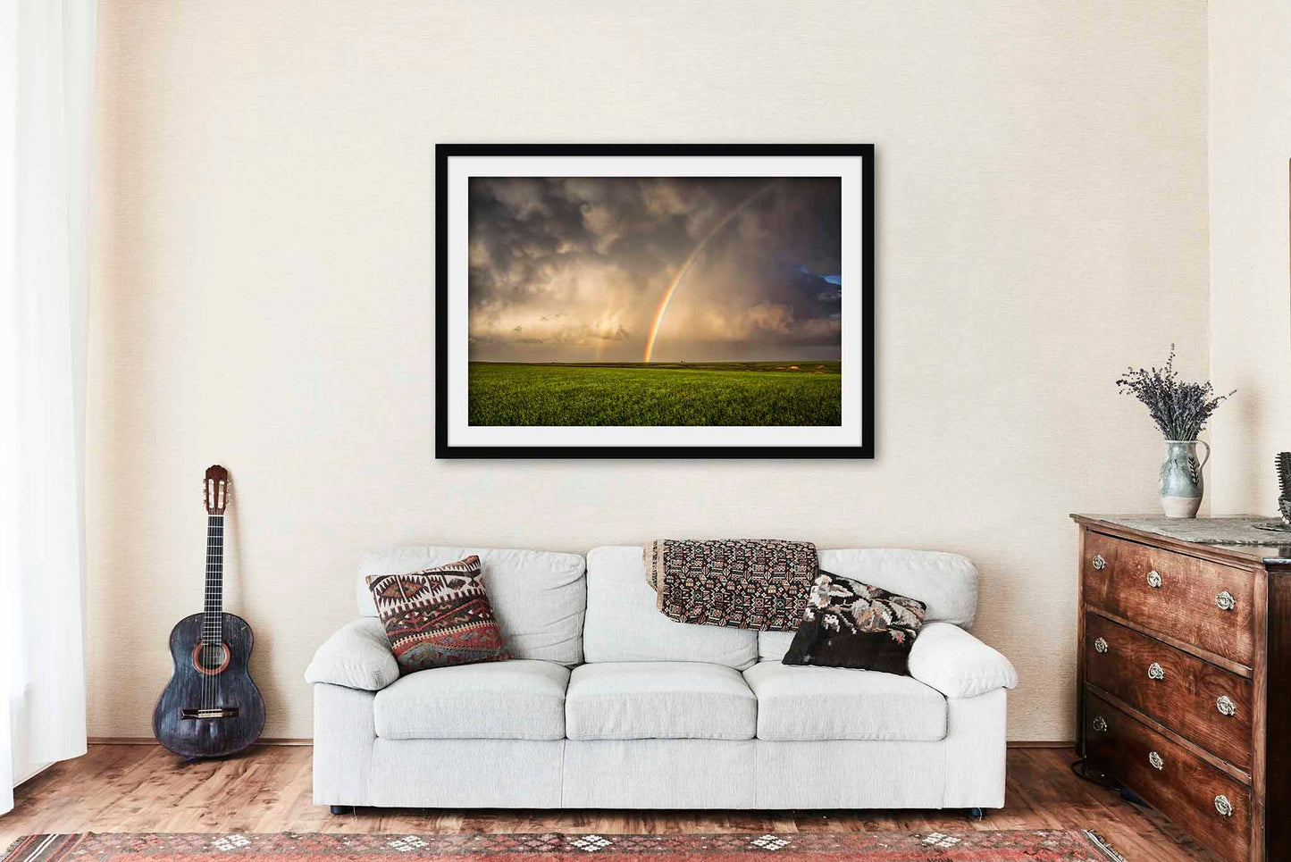 Rainbow Framed and Matted Print | Stormy Sky Photo | Great Plains Decor | Oklahoma Landscape Photography | Nature Wall Art | Ready to Hang