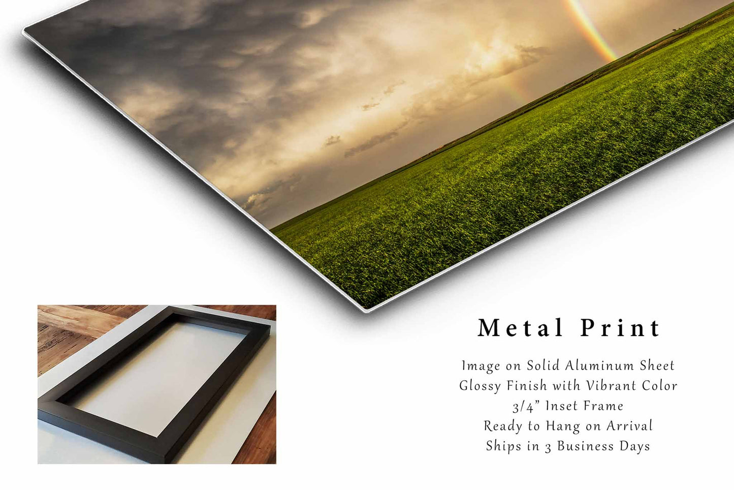 Nature Metal Print | Rainbow Photo | Storm Sky Photography | Oklahoma Picture | Earthy Decor