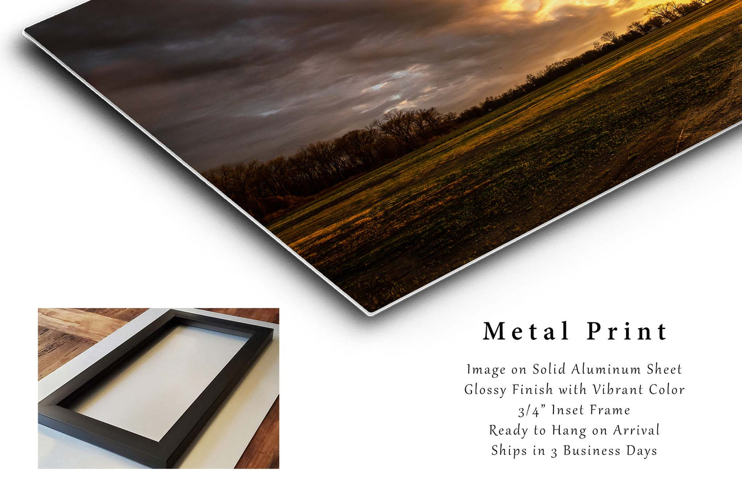Southeastern Metal Print (Ready to Hang) Photo of Warm Sunset Over Farm in Mississippi Delta Mississippi Country Photography Southern Decor