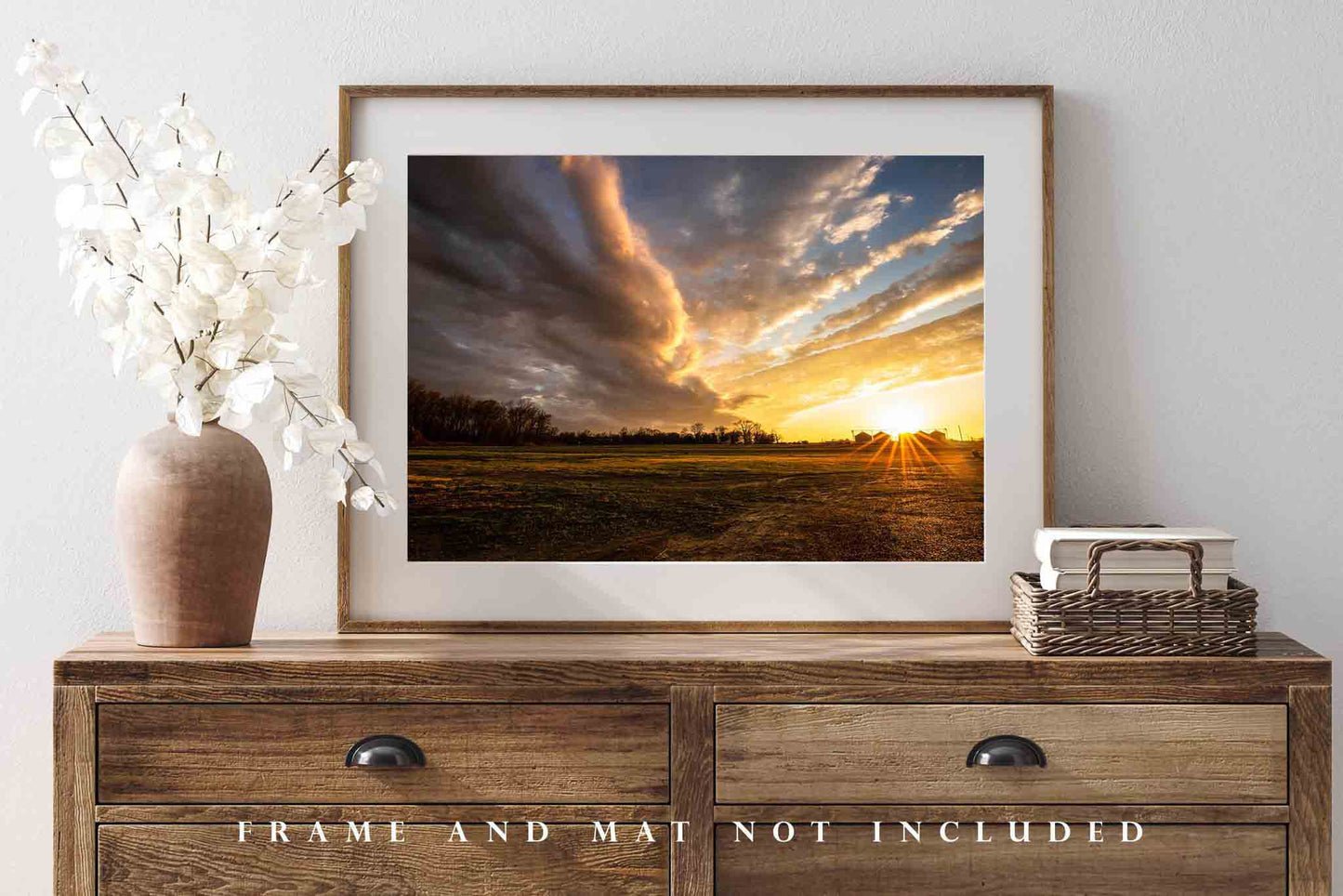 Southern Photography Print (Not Framed) Picture of Sunset Over Grain Silos Along Mississippi Delta Southeastern Wall Art Country Decor