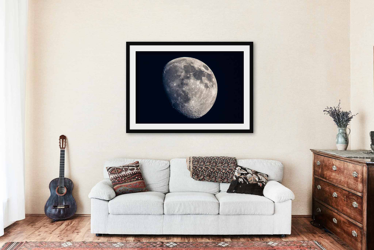 Waxing Gibbous Moon Framed and Matted Print | Lunar Craters Photo | Astrophotography Decor | Oklahoma Photography | Night Sky Wall Art | Ready to Hang