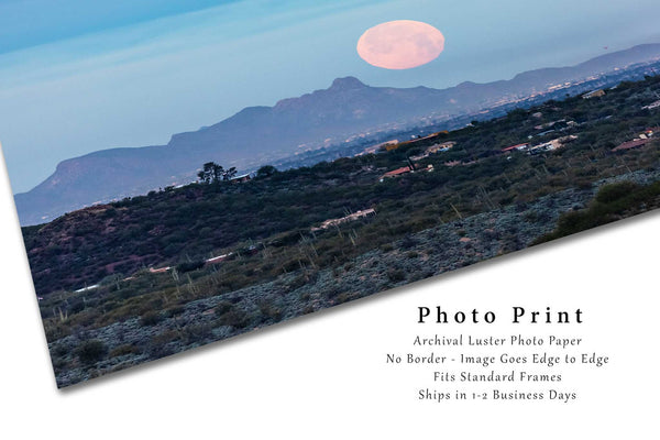 Southwest Photography Wall Art Print - Picture of Full Moon Setting Over Tucson Arizona Lunar Sky Southwest Decor 4x6 to 30x45